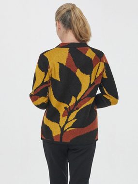 Georg Stiels Jacquardpullover Sweater figurumspielend mit Blätter-Druck