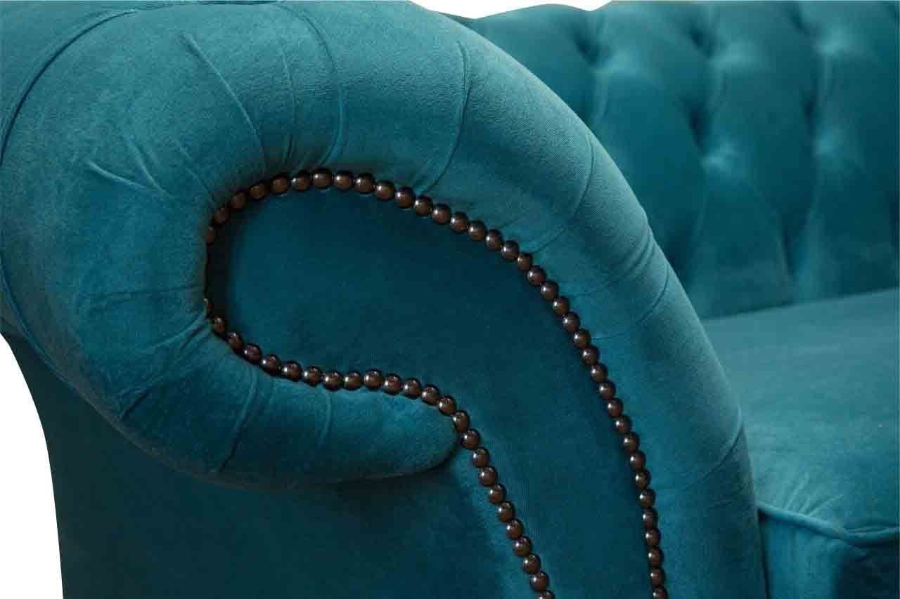 Stoff Sofa In Wohnzimmer Blau Europe Dreisitzer Design Polster JVmoebel Made Sofa, Chesterfield
