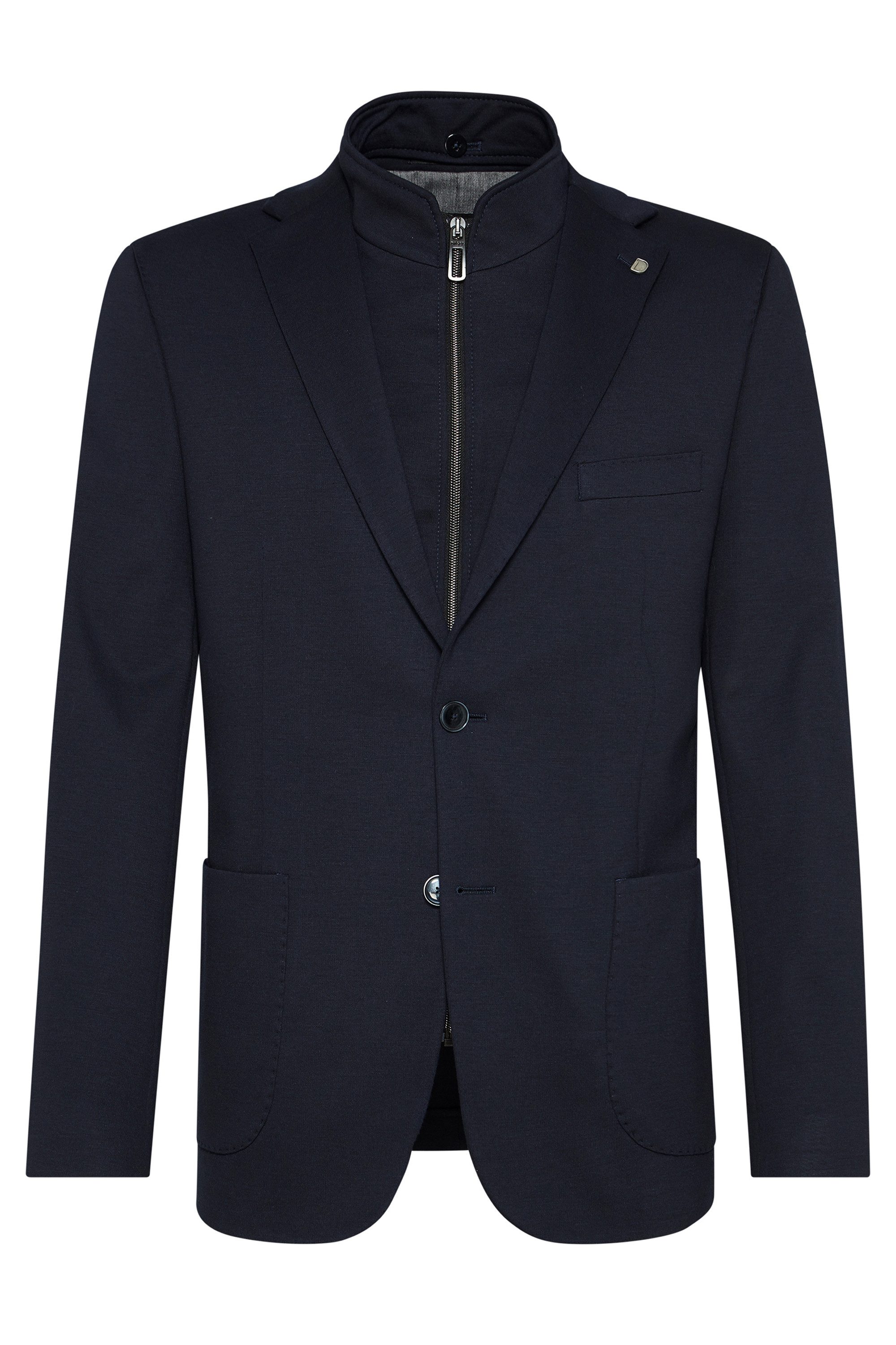 Digel Anzugsakko Eloy-ST (1-tlg., Jersey) Kissing Buttons, Abnehmbarer Revers-Pin, Herausnehmbare Innenweste