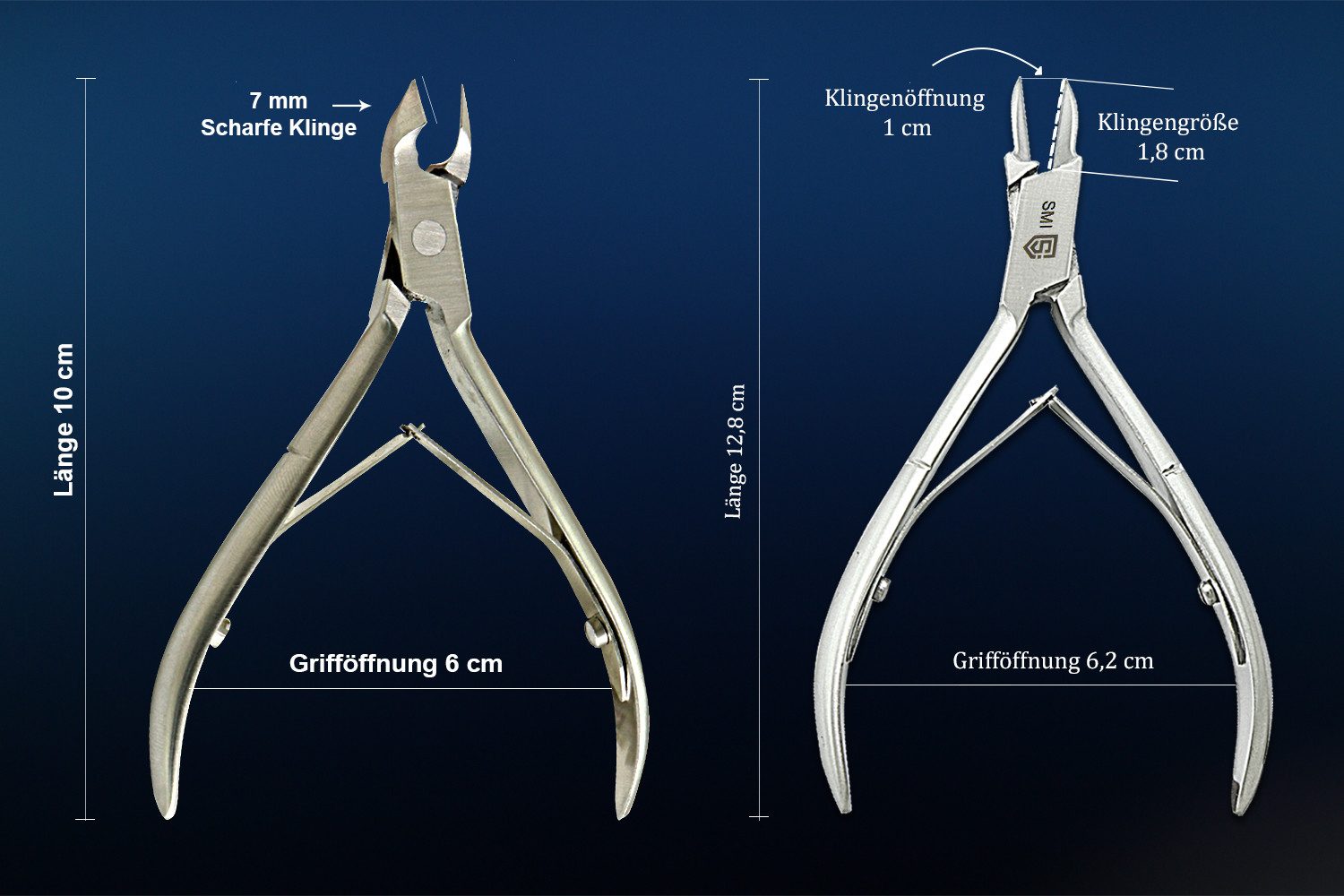 SMI Nagelhautzange Fußpflegeset Nagelhautzange, Eckenzange, Nagelhautschieber, Eckenheber, Hand- und Fußpflegeset, 5-tlg., mit Nagelheber Fußpflege set
