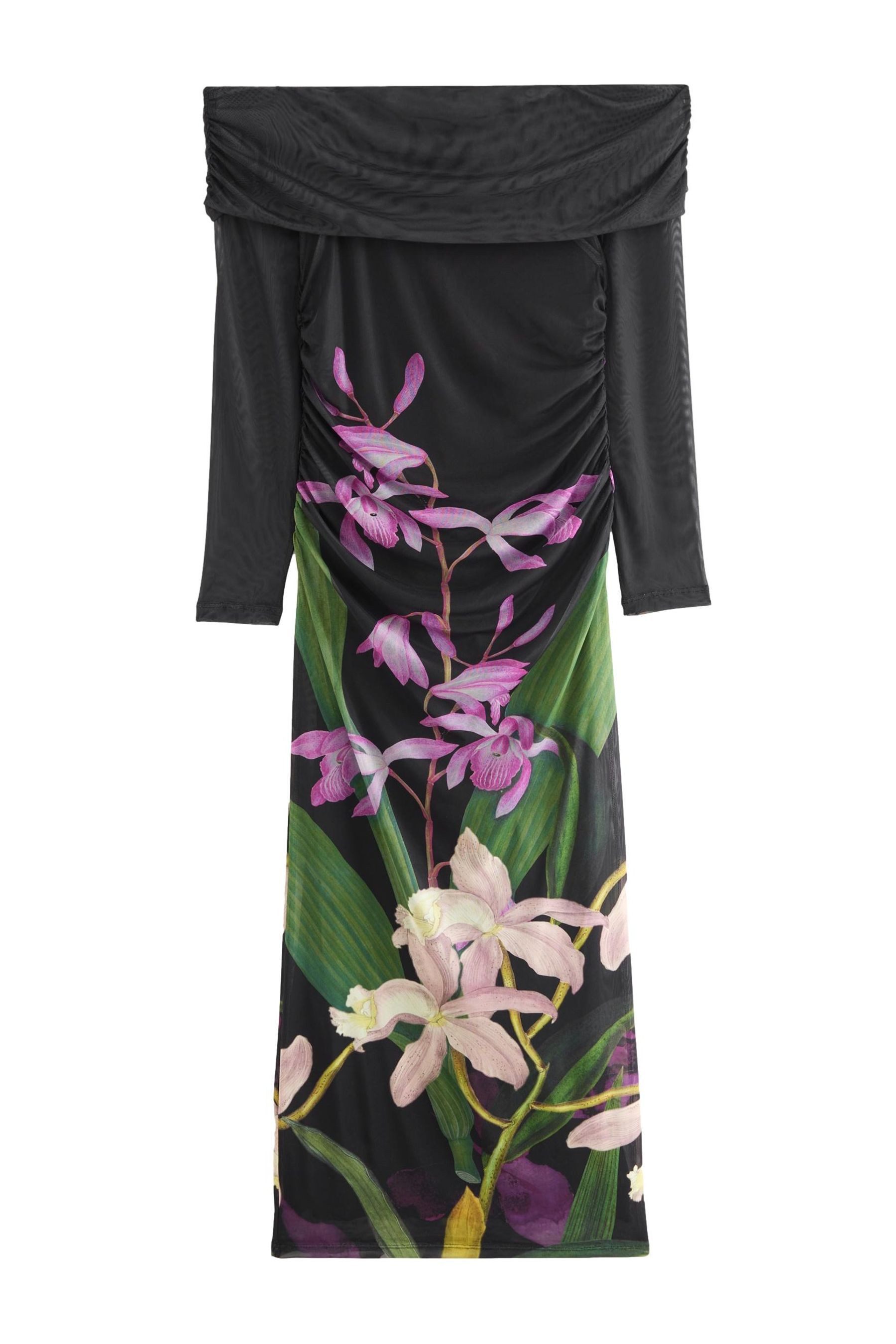 Maxikleid Kew Collection Bardot-Maxikleid mit Netzstoff