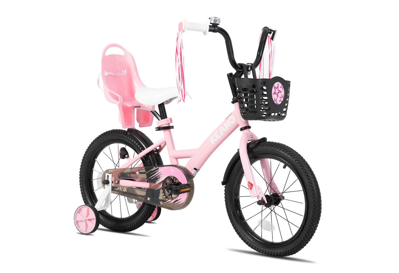 JOYSTAR Kinderfahrrad Mädchenfahrrad 14/16/18/20 Zoll mit Hochkarbonstahlrahmen, mit Puppensitz und Korb,Stützräder, Luftschlangen, Schutzblechen