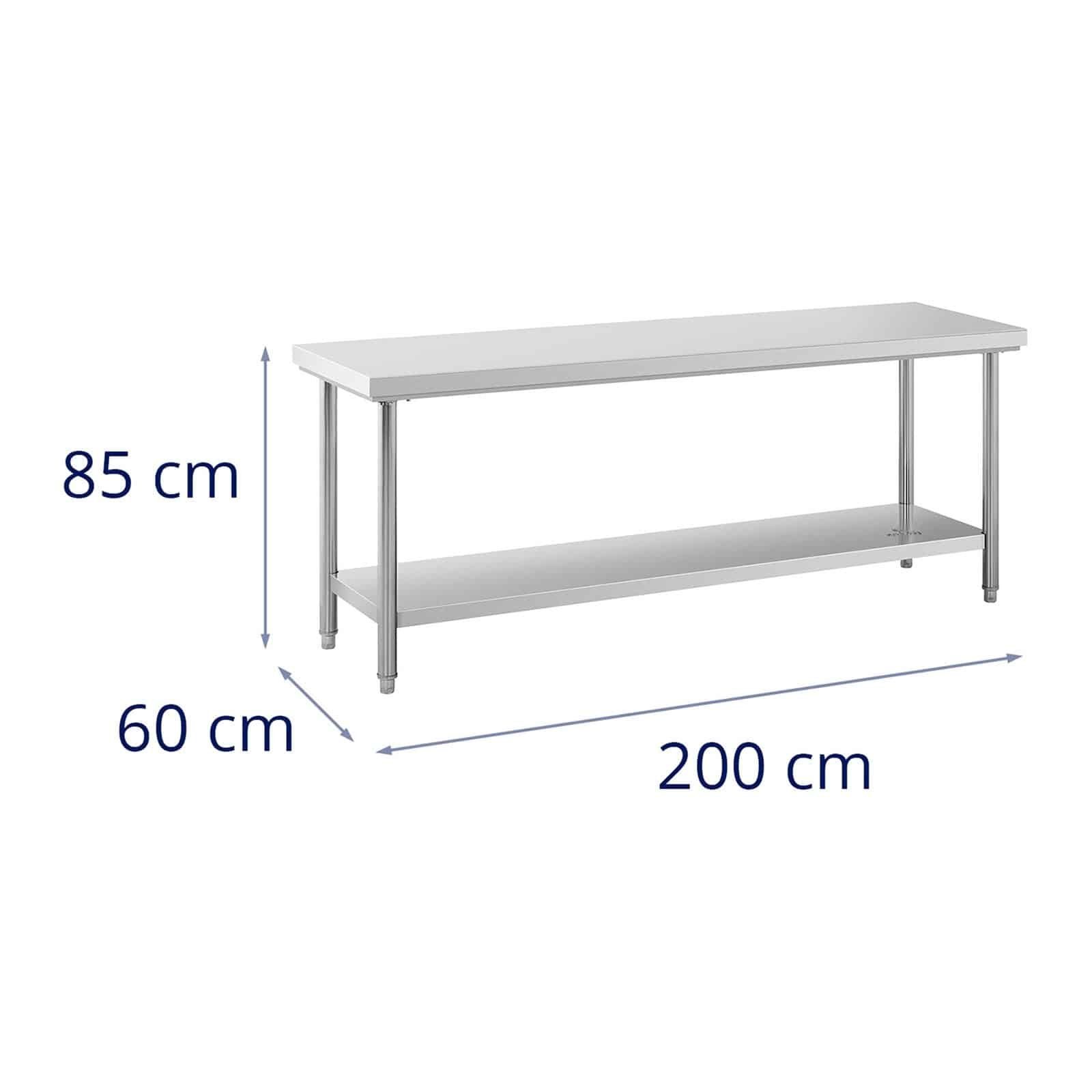 Royal Catering Arbeitstisch Edelstahl Gastrotisch 200x60 Zerlegetisch Edelstahltisch Arbeitstisch