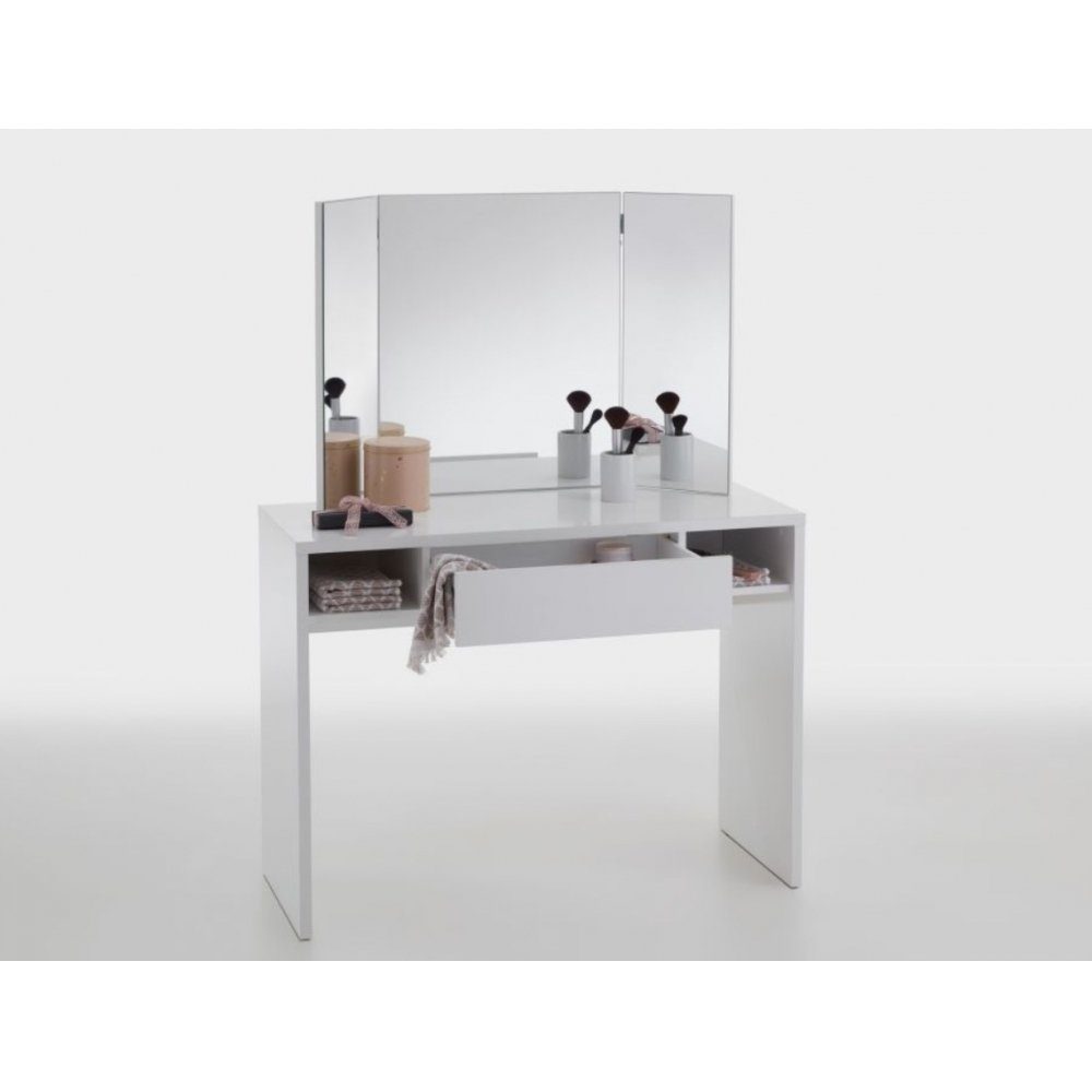 Edelglanz Spiegel Schminktisch Weiß Möbel SCHMINKI Schreibtisch mit FMD FMD