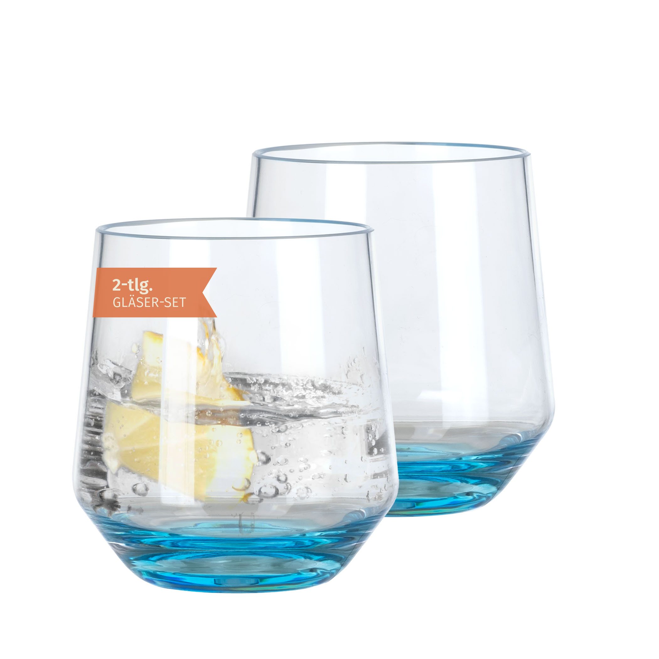 Moritz Tumbler-Glas Milano Wasserglas blue line 2er Set aus Polycarbonat 340 ml bruchfest