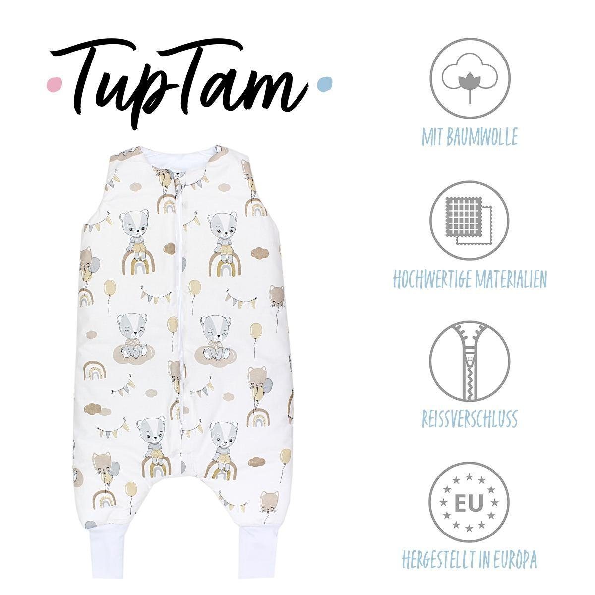 TupTam Babyschlafsack mit TOG Beinen Regenbogen Winterschlafsack 2.5 Bärchen Beige OEKO-TEX zertifiziert