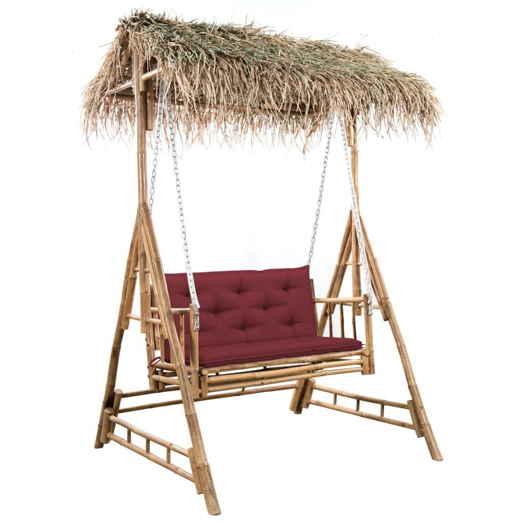 vidaXL Hollywoodschaukel Hollywoodschaukel mit Palmblättern und Kissen 202 cm Bambus, 1 tlg.