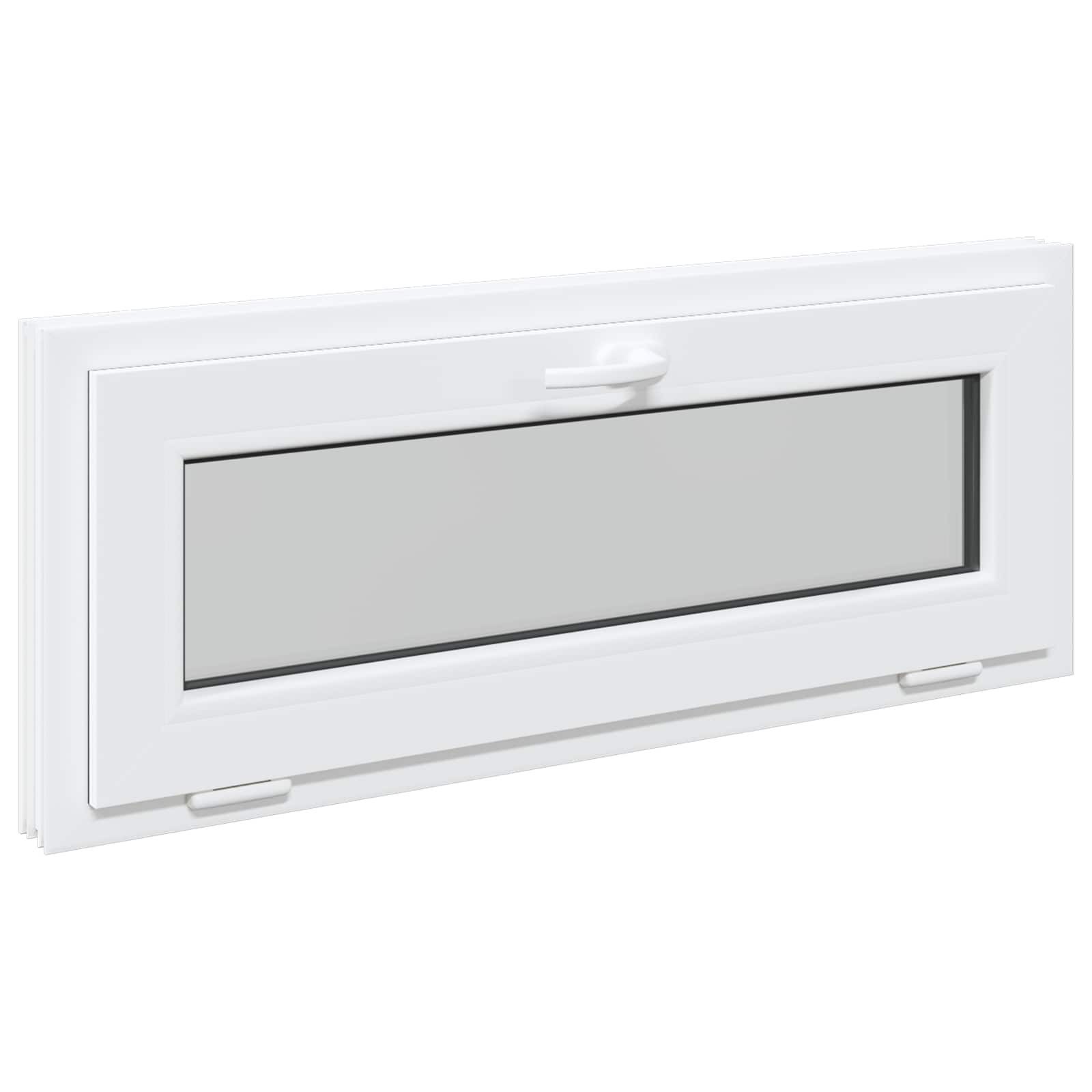 vidaXL Fenster Kellerfenster RISOR 100 x 40 cm PVC und Glas Weiß, (1 St)