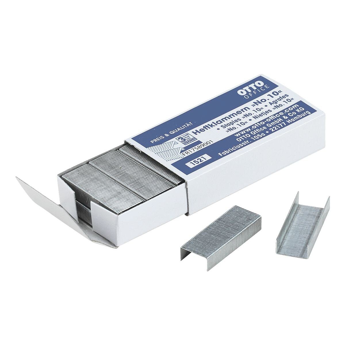 Otto Office Heftklammer No. 10, 1000 Stück/Pack, Heftleistung 15 Blatt