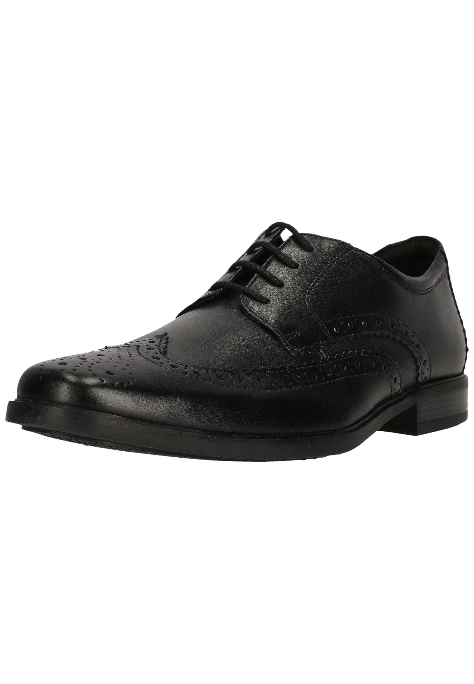 Clarks Howard Wing Black Leather Schnürschuh in klassischem Design