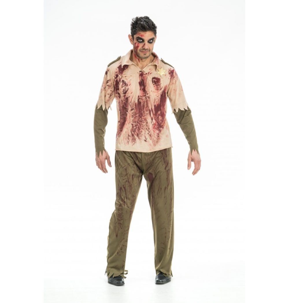 CHAKS Zombie-Kostüm 'Zombie Sheriff' Kostüm für Herren, Grün Rot