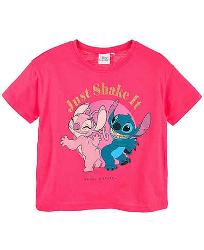 Lilo & Stitch T-Shirt Just Shake It - Angel & Stitch Mädchen Boxy-fit-Shirt mit Glitzerdetail Gr. 116- 152 cm