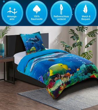 Bettwäsche Delphin 135x200 cm, Bettbezug und Kissenbezug, Sanilo, Baumwolle, 2 teilig