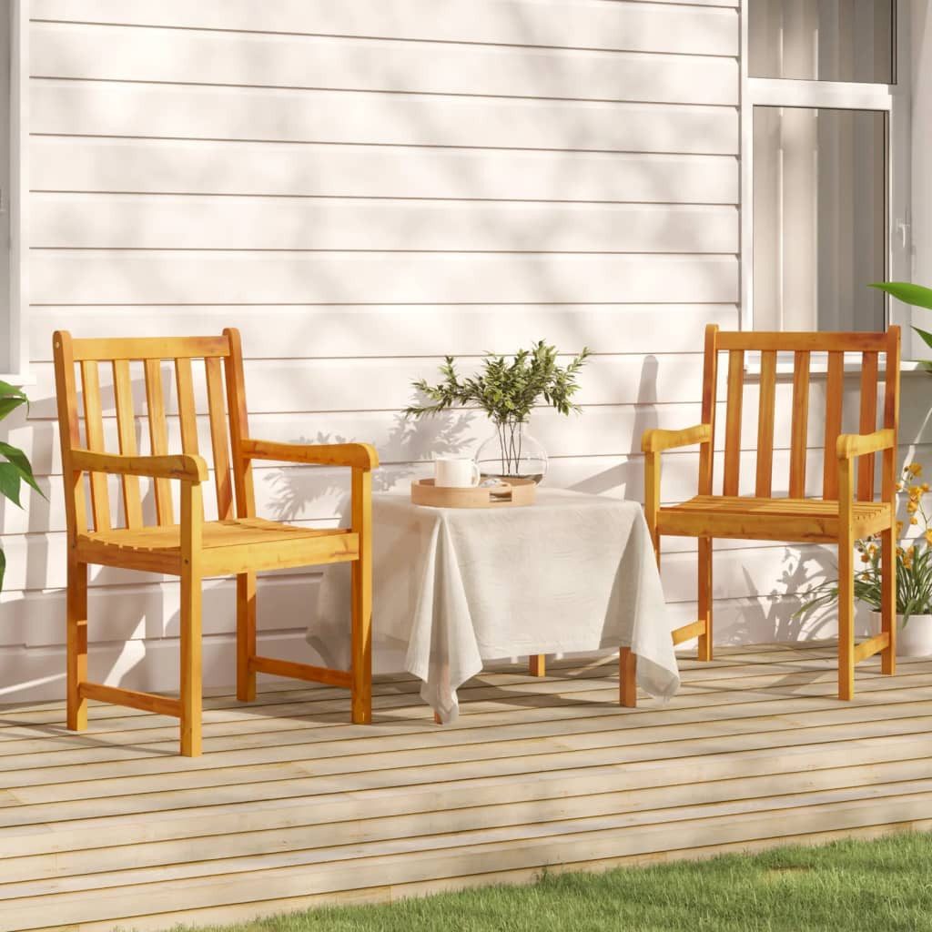vidaXL Gartenstuhl Gartenstühle 2 Stk. Natur Massives nholz (2 St)