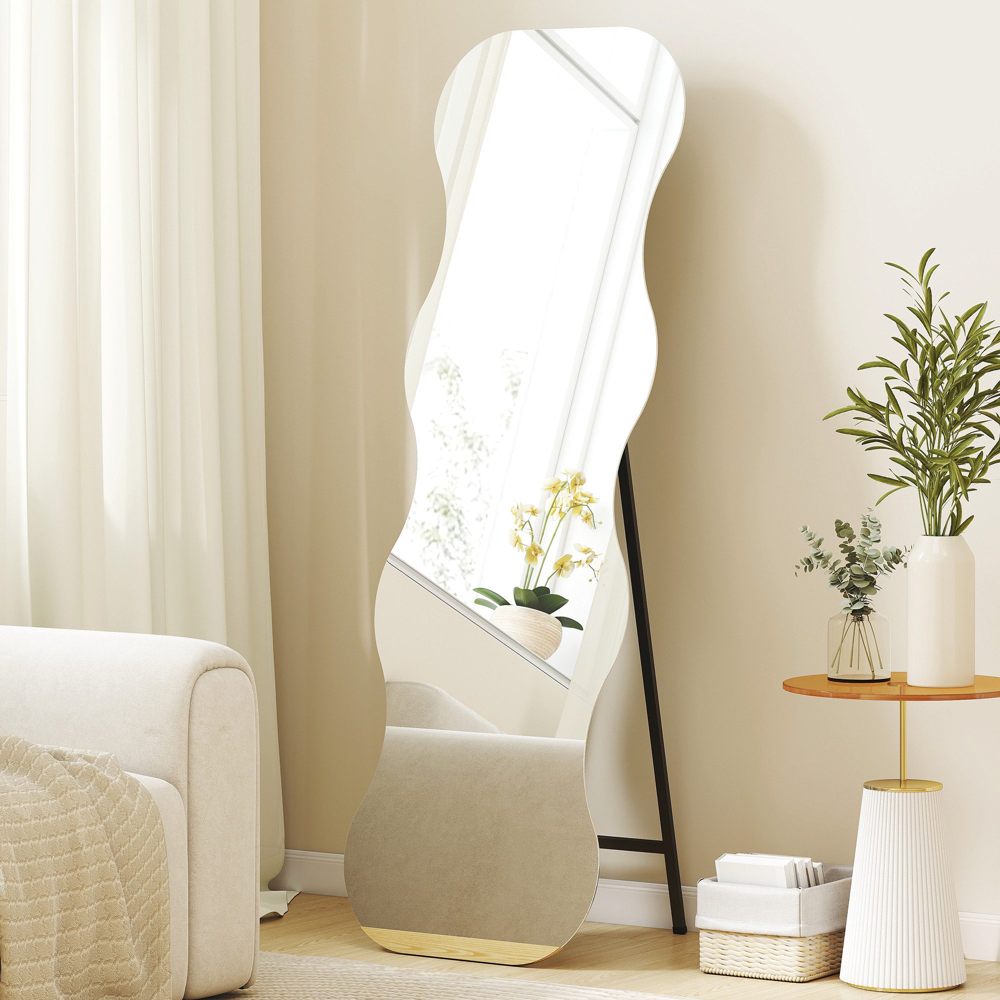 HOMCOM Standspiegel mit Ständer, Splitterfest (Stehspiegel, 1-St., Flurspie günstig online kaufen