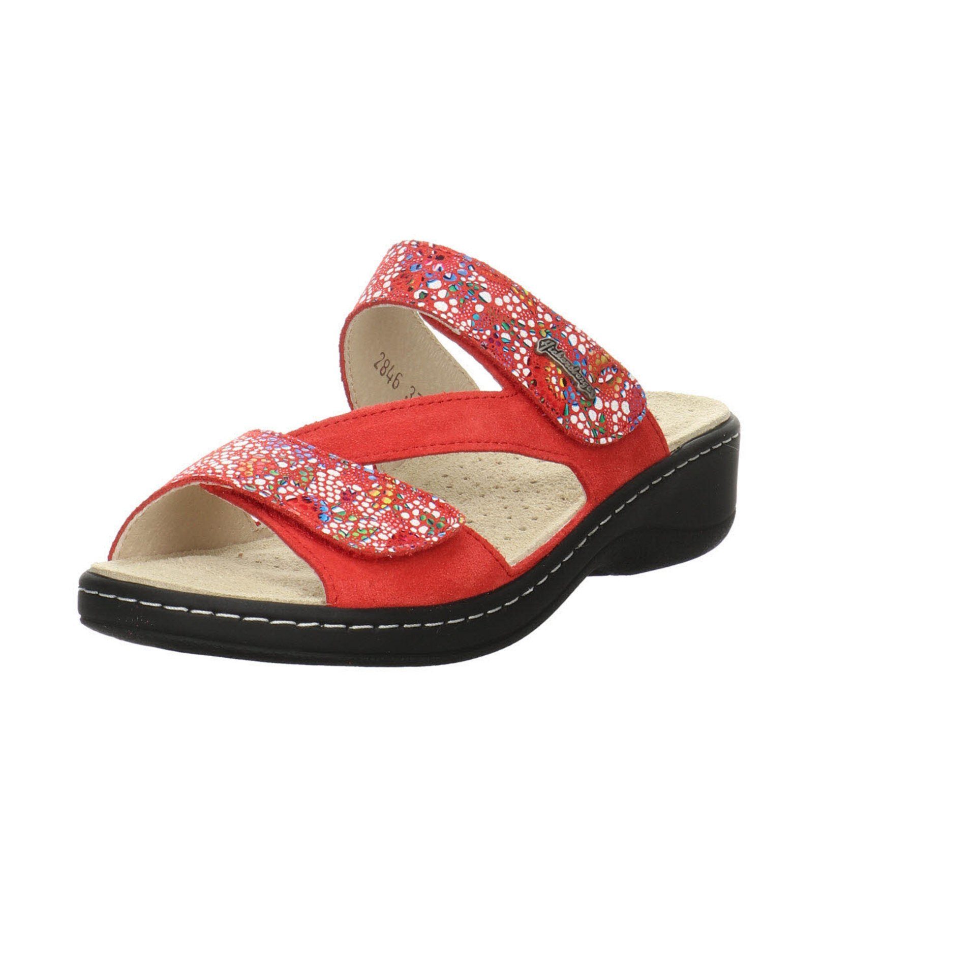 Damen Hickersberger rot/mosaiko Pantoletten Sandalen Glattleder Pantolette Hausschuh