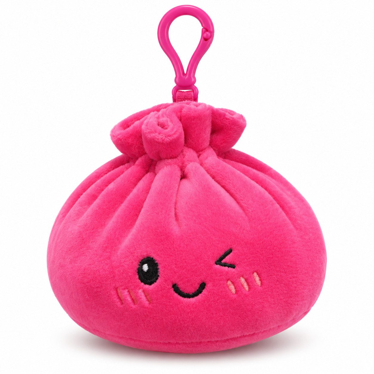 Bert Struis Gepäckanhänger Kawaii Dumpling Bagclip Taschenanhänger Schlüsselanhänger 12cm pink (Set, 1-St., Geschenk-Set) Plüschanhänger mit niedlichem Kawaii-Gesicht Fluffige Polyesterfüllung