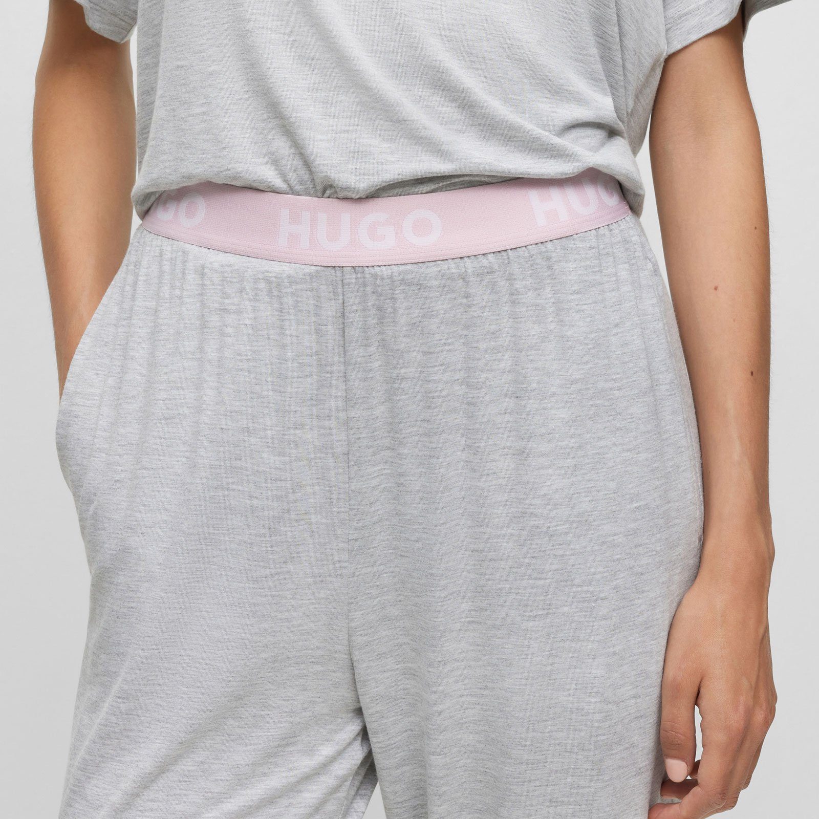 HUGO Pyjamahose mit sichtbarem grey Bund 035 Marken-Logos Pants mit Unite