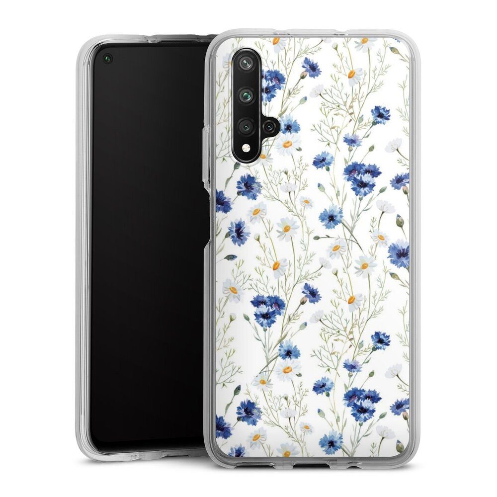 DeinDesign Handyhülle Muster Blume Blumen Flower Pattern 6, Huawei Nova 5T Silikon Hülle Bumper Case Handy Schutzhülle