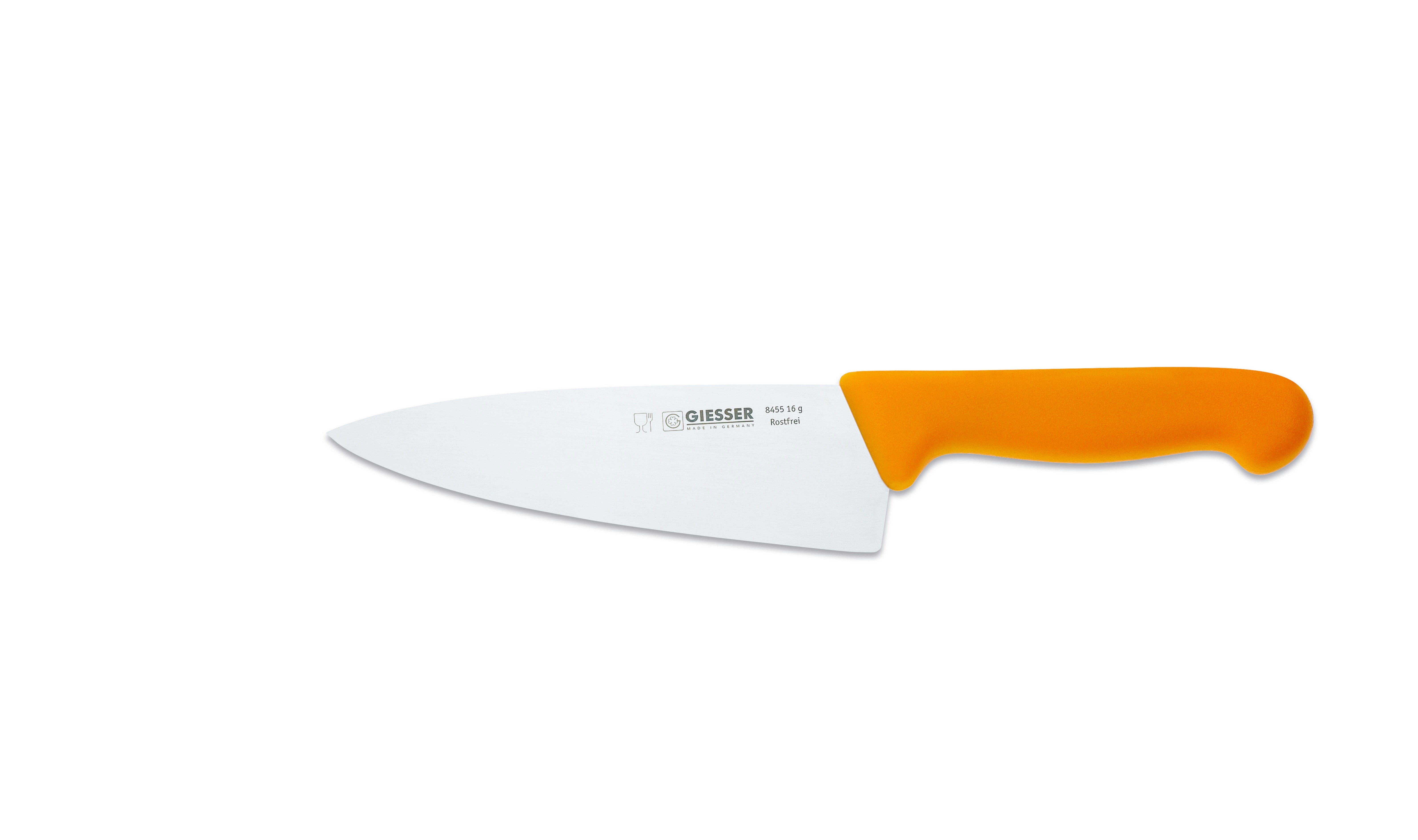 Giesser Messer Kochmesser Küchenmesser breit 8455, Rostfrei, breite Form, scharf, Handabzug, Ideal für jede Küche