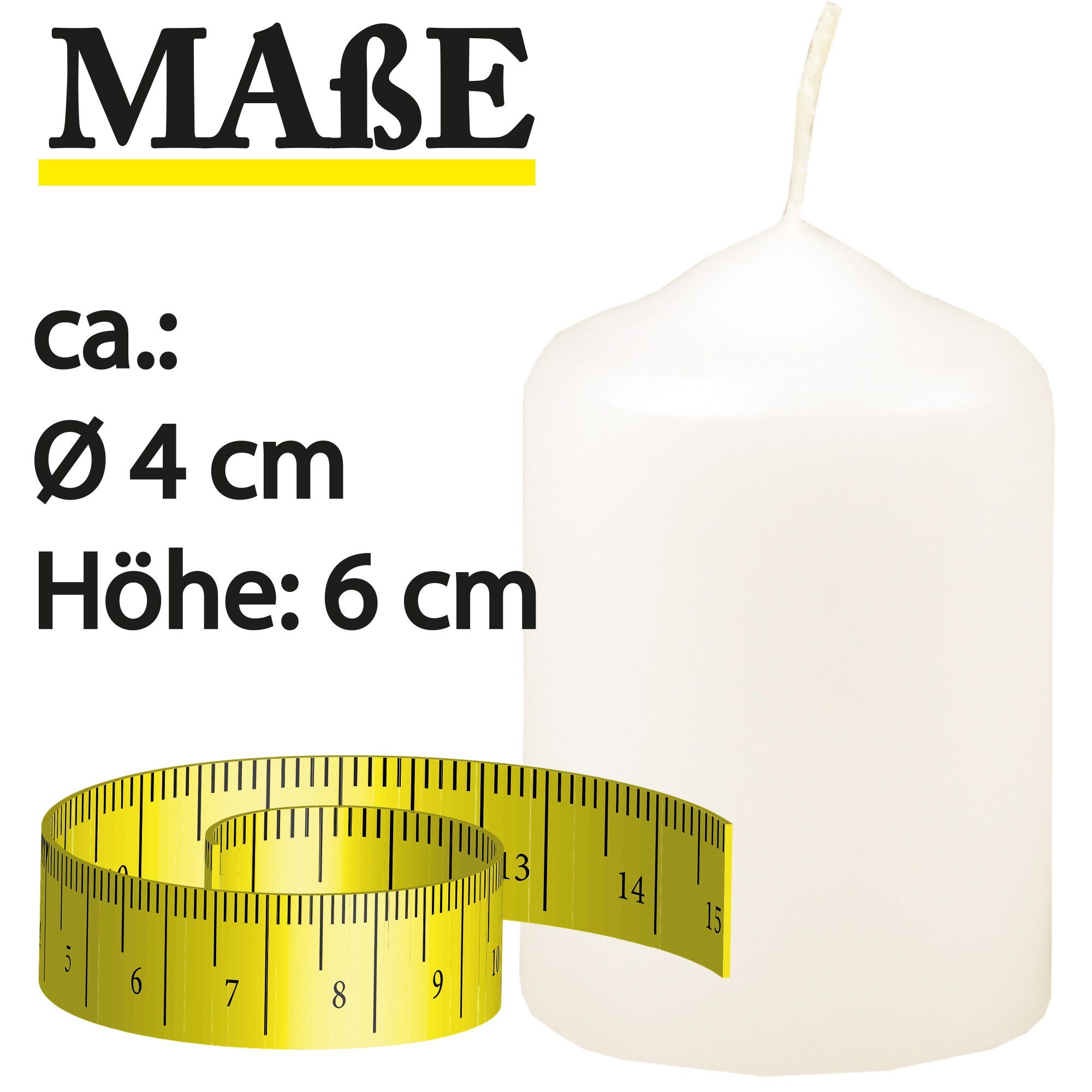 HS Candle Stumpenkerze aus Wachs (6-tlg., Dekolicht), Ø4xH6 cm Teelichtgröße, 7h Brenndauer je Kerze, Wachsmischung