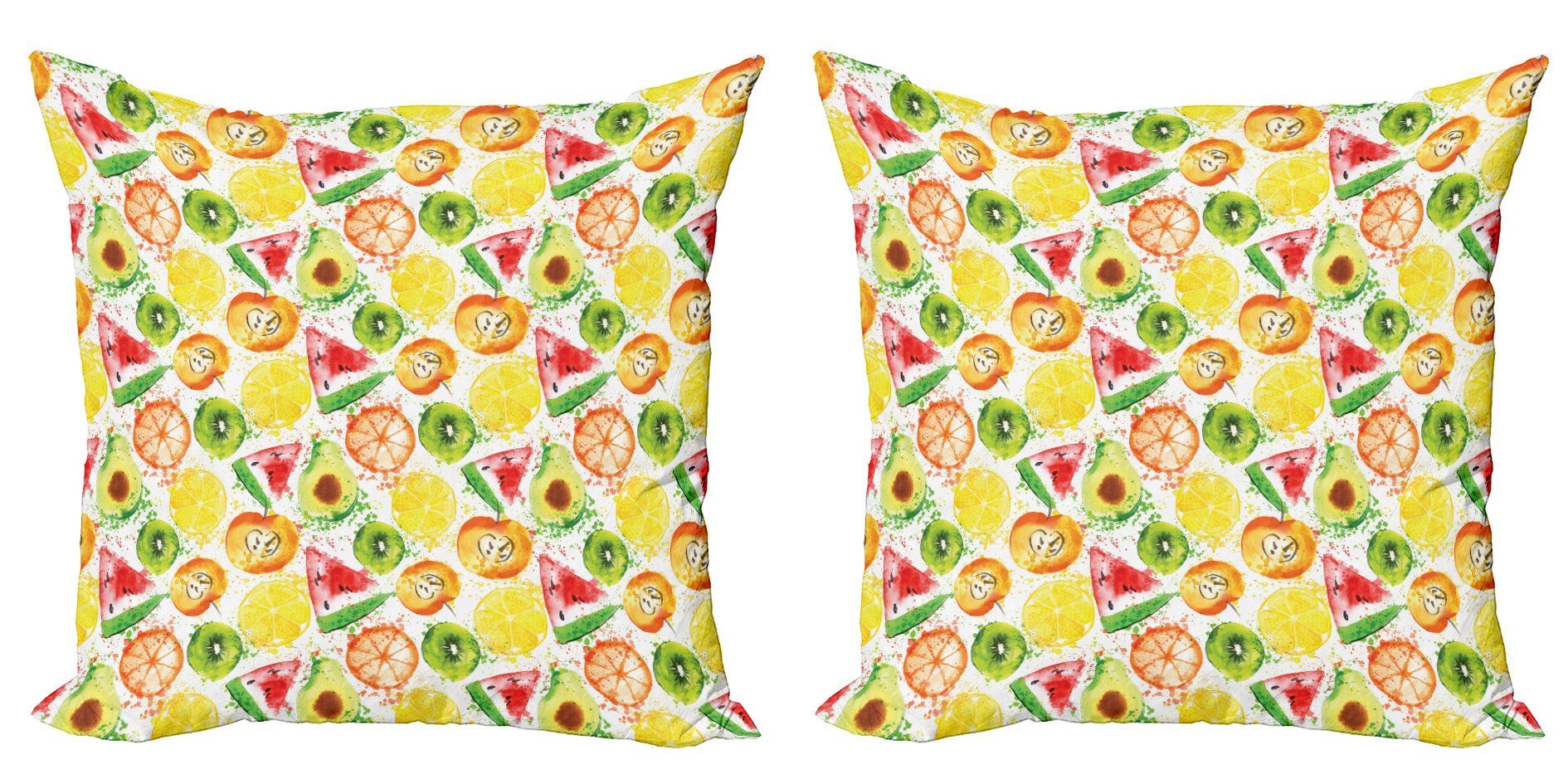 Doppelseitiger Digitaldruck, Obst Kissenbezüge Modern (2 Avocado Accent Abakuhaus Wassermelone Kiwi Stück),