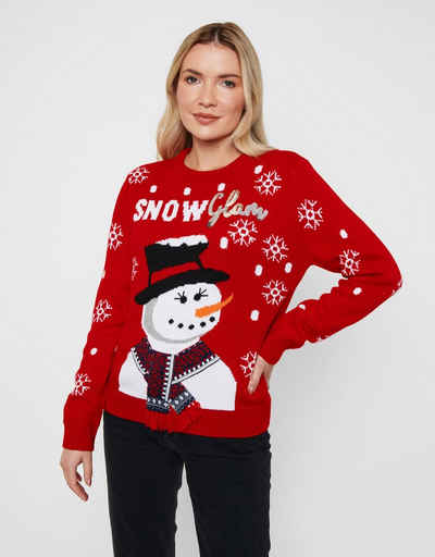 Threadbare Weihnachtspullover THB Ladies Xmas Jumper Snowman