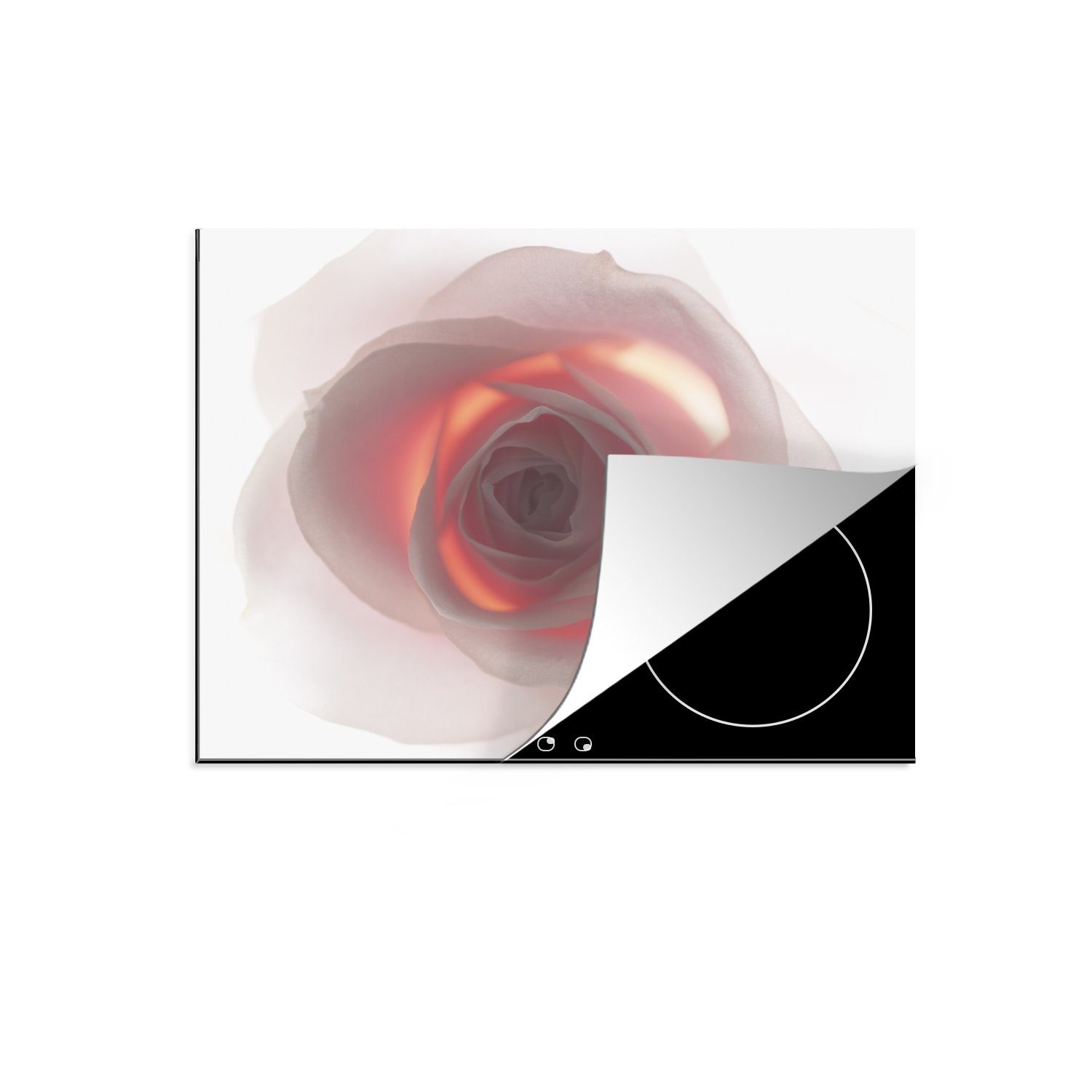 MuchoWow Herdblende-/Abdeckplatte Nahaufnahme einer rosa Ceranfeldabdeckung Rose, tlg), 59x52 küche, (1 Induktionsmatte cm, für Vinyl, die