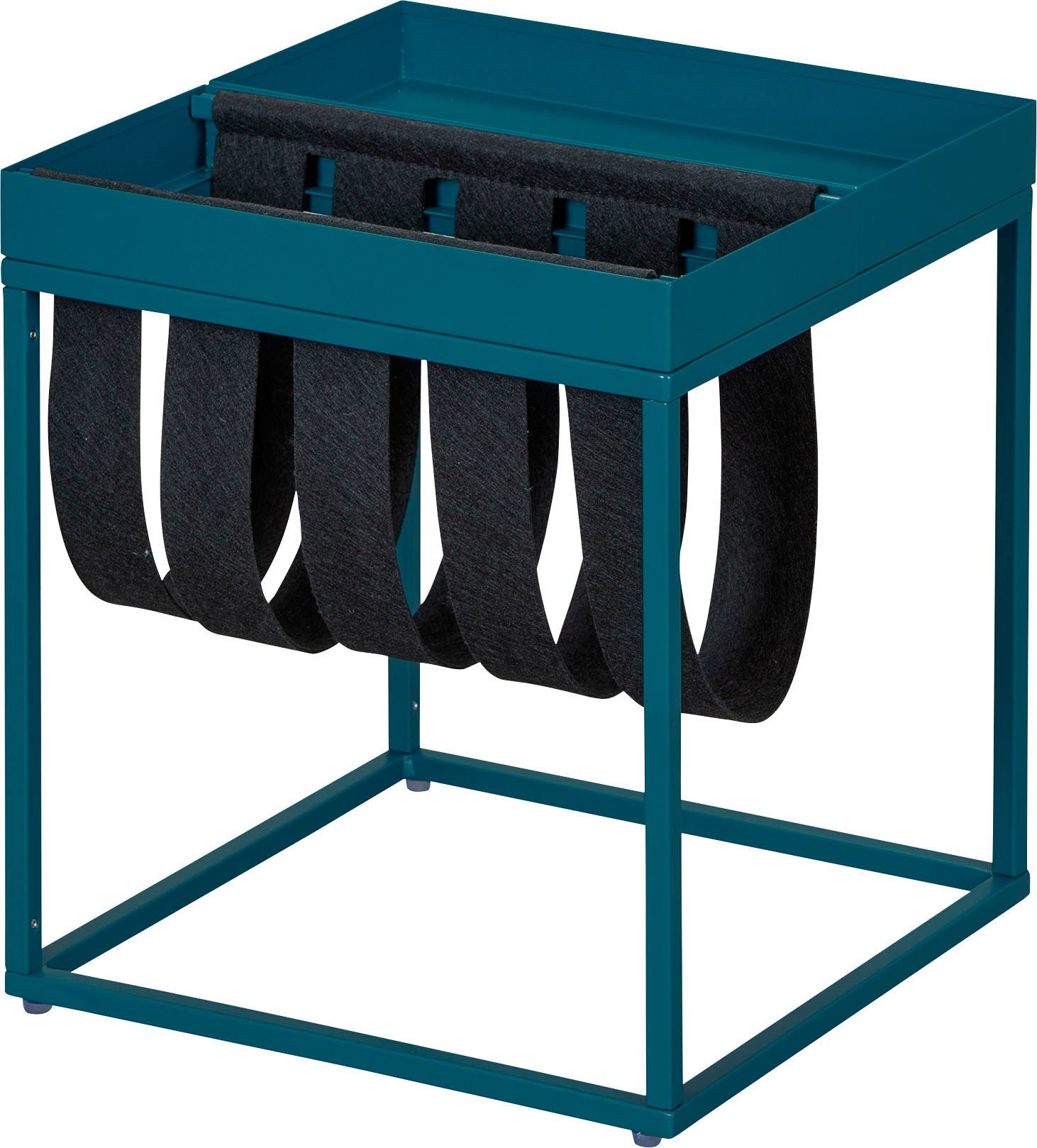 Inter Link Beistelltisch Club NY, Magazinenständer, Metall & Filz, modernes Design, Ablagetisch, Wohnzimmertisch mit praktischem Ablagefach, BxTxH: 35 x 35 x 40 cm