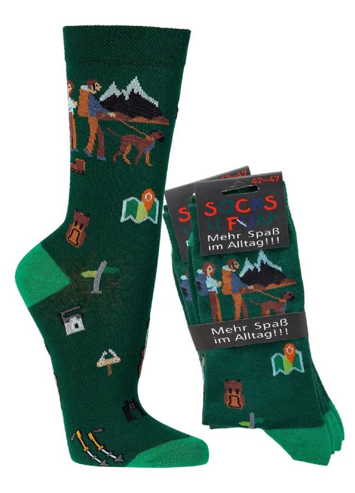 Freizeitsocken Socks 4 Fun Motivsocken Wanderfreunde 2er-Bündel