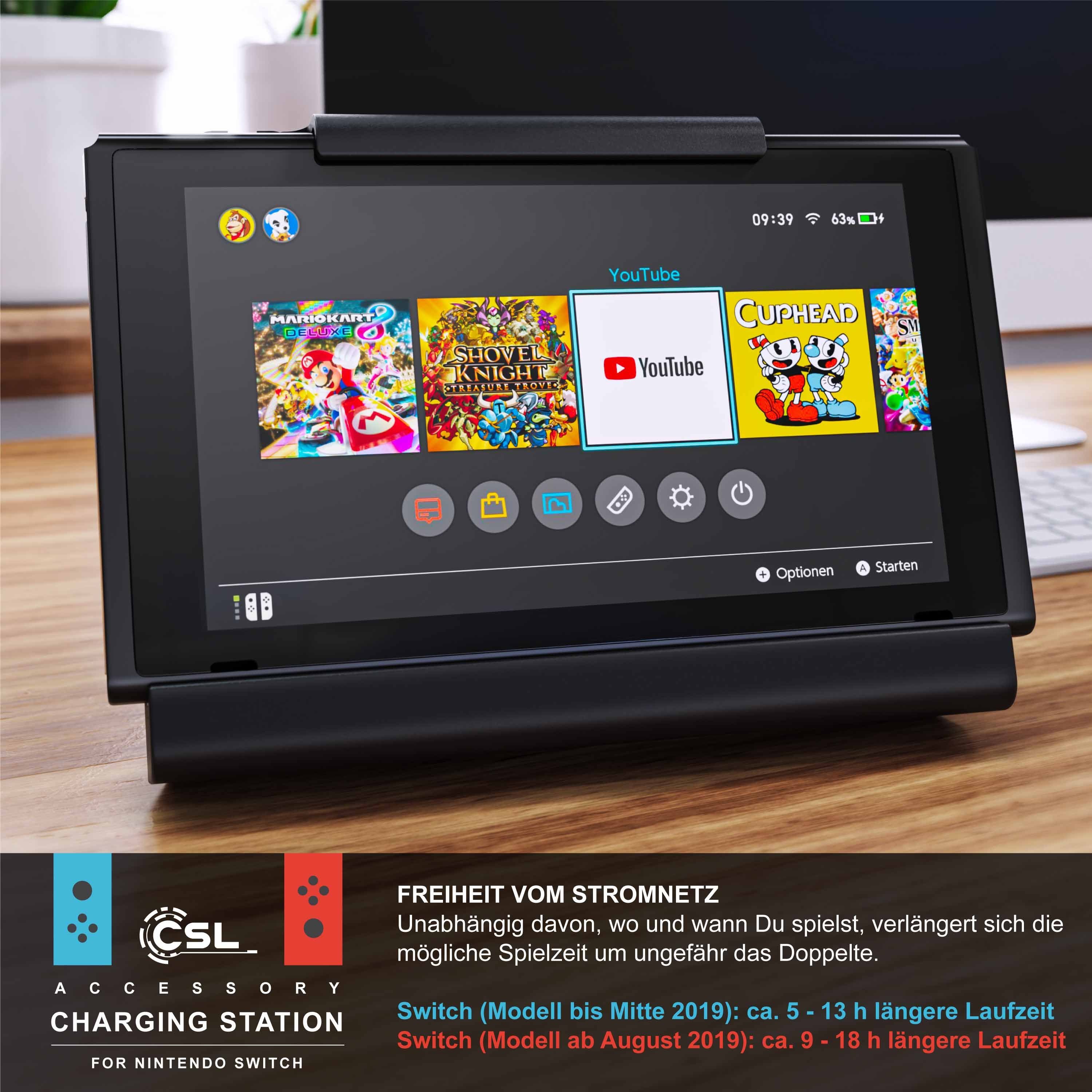 CSL Switch-Controller (10000mAh Switch Akku Hülle, Powerbank mit Joy-Con-Griffen, Ladegerät)