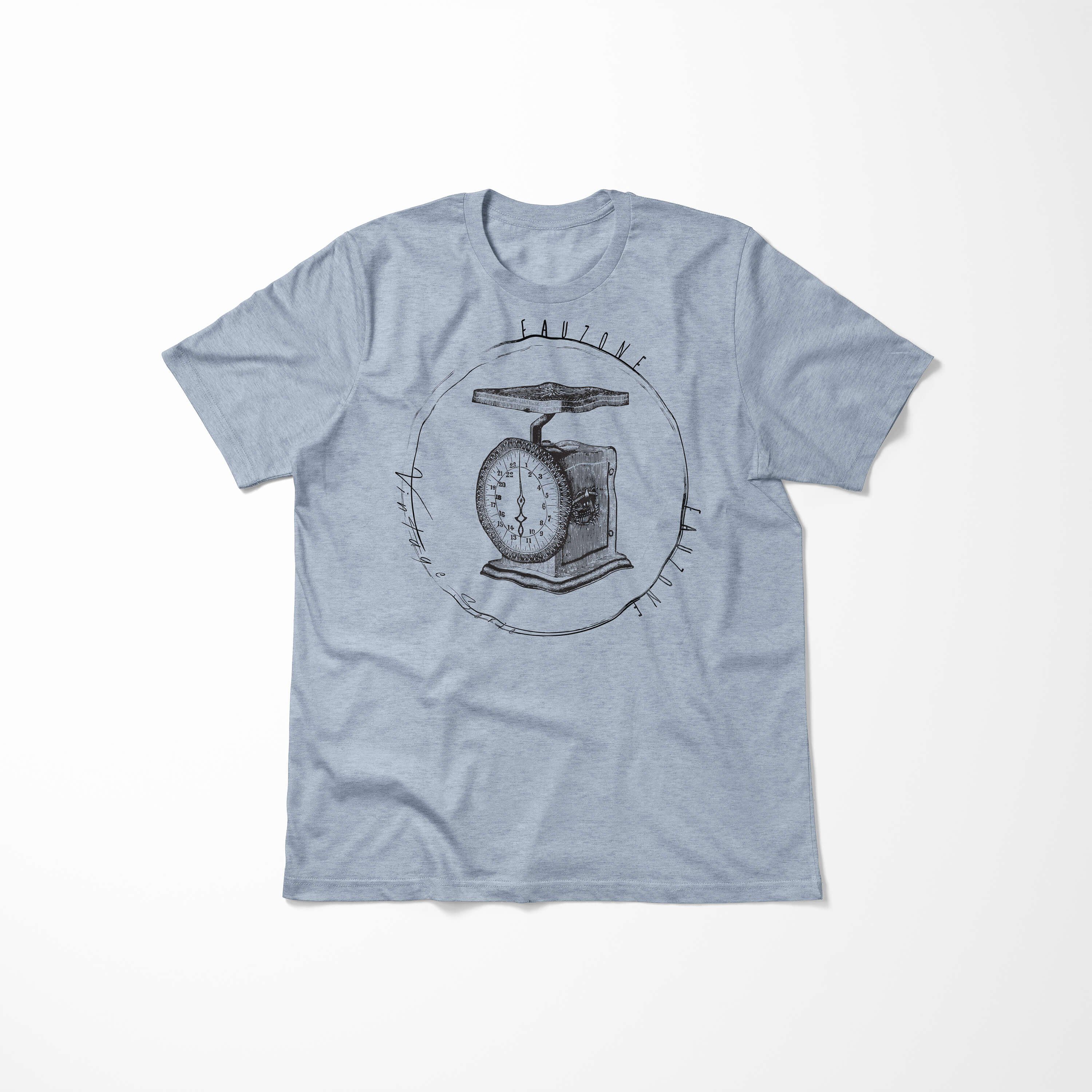 Sinus Art T-Shirt Vintage Denim T-Shirt Stonewash Herren Küchenwaage
