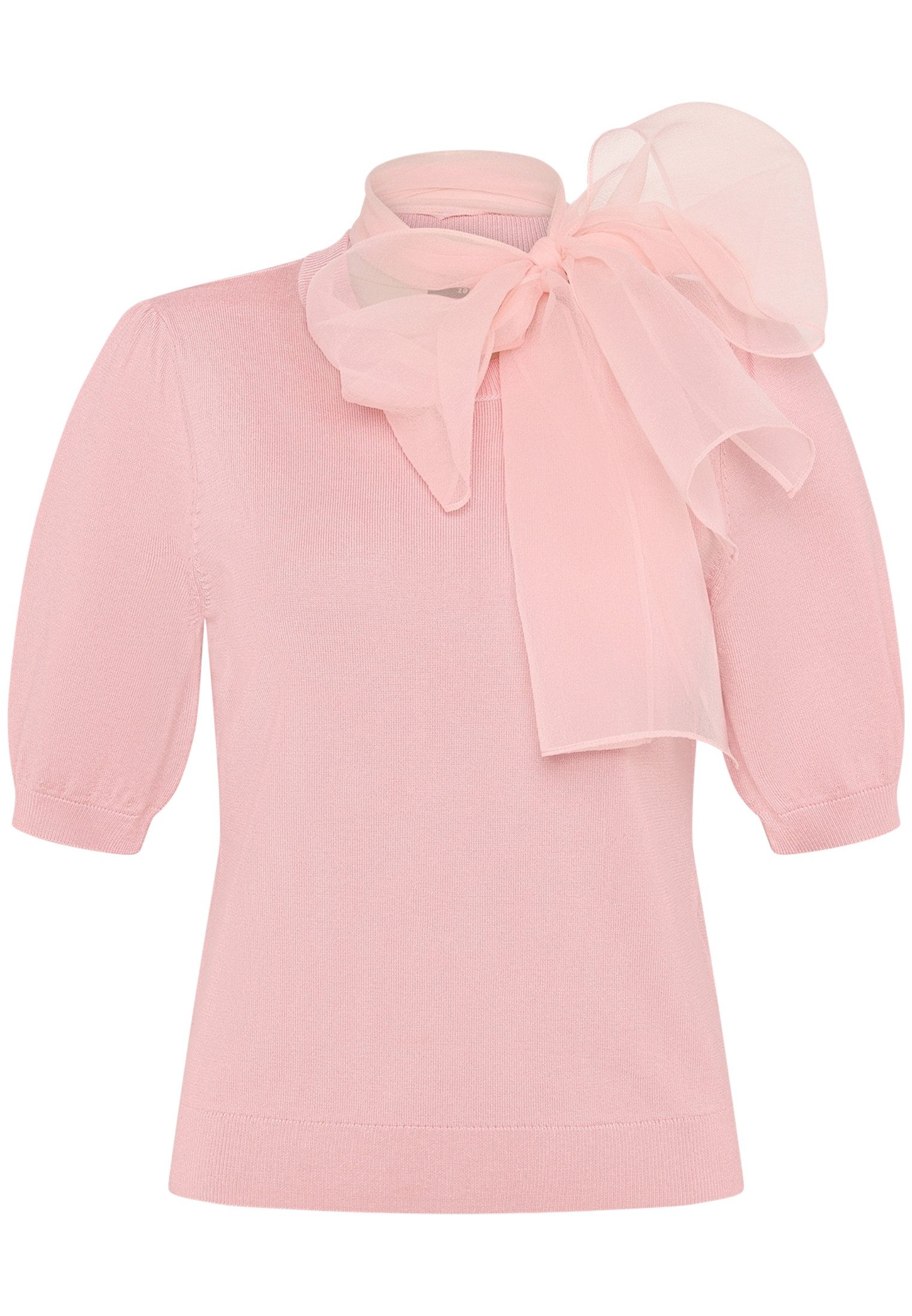 Zero Kurzarmshirt Damen mit Schleife (1-tlg) drapiert / gerafft