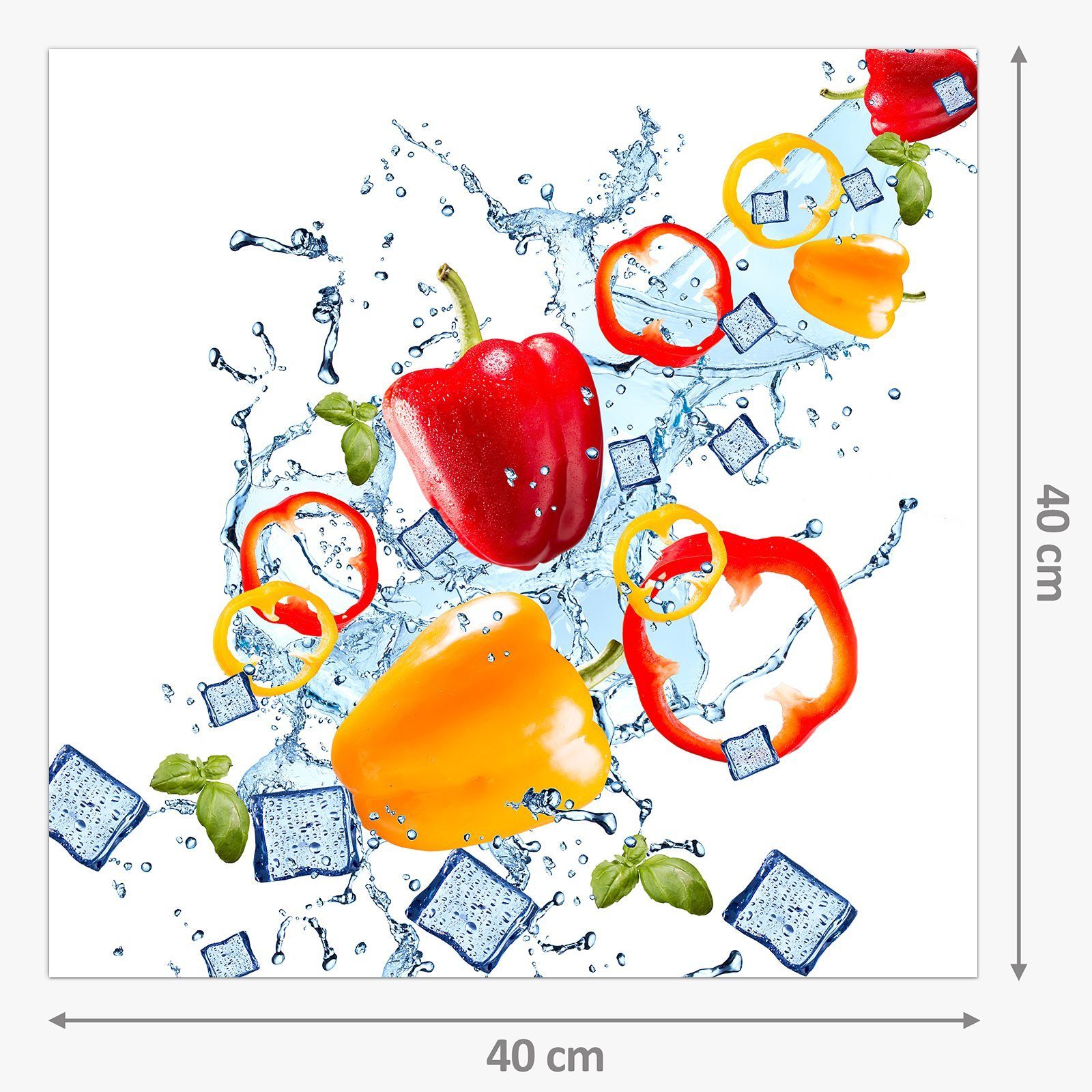 Motiv mit Küchenrückwand Paprika auf Wasserwelle Primedeco Glas Spritzschutz Küchenrückwand