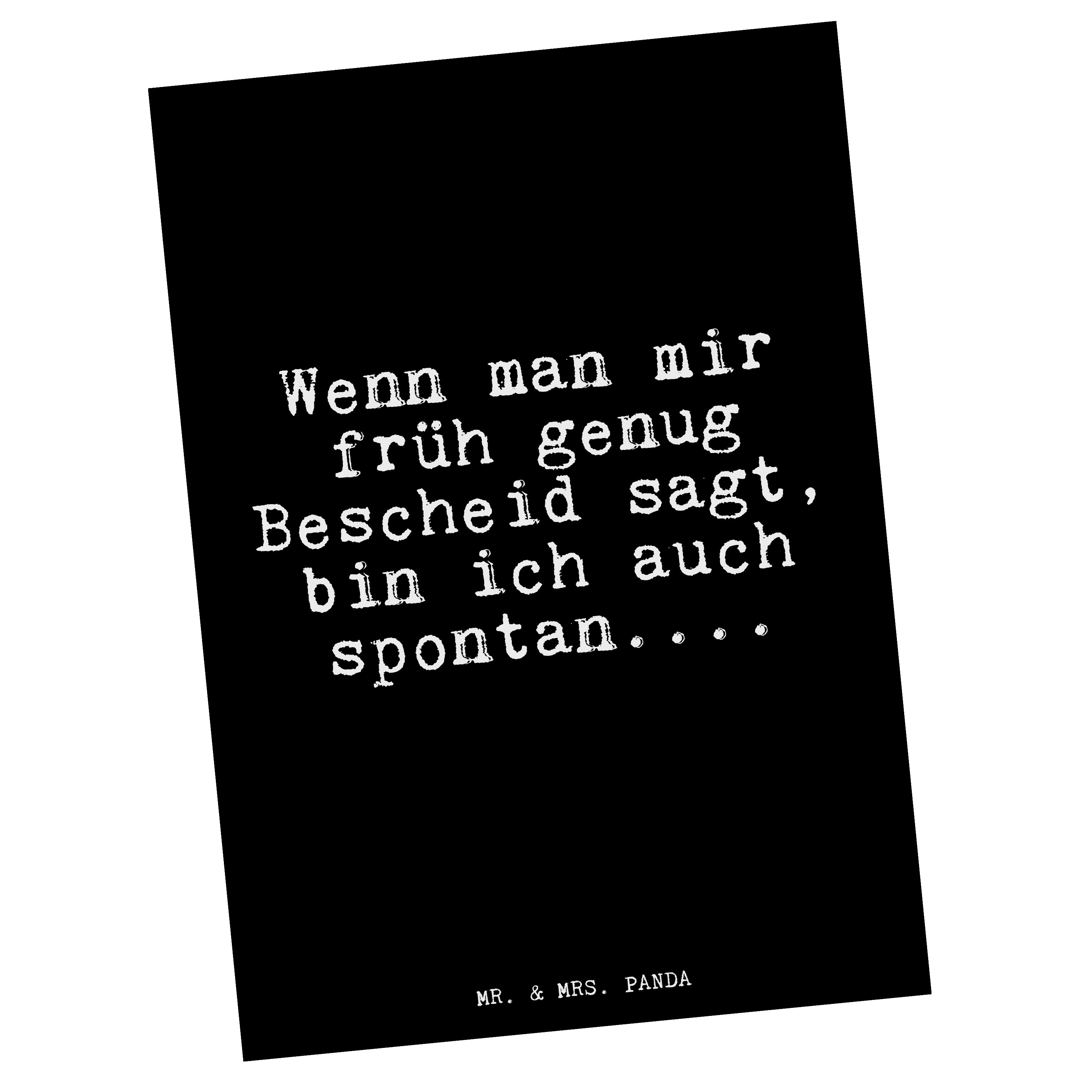 Mr. & Postkarte man Panda - früh... Spruch, Geschenk, Schwarz Wenn - Einladung mir lustig, Mrs