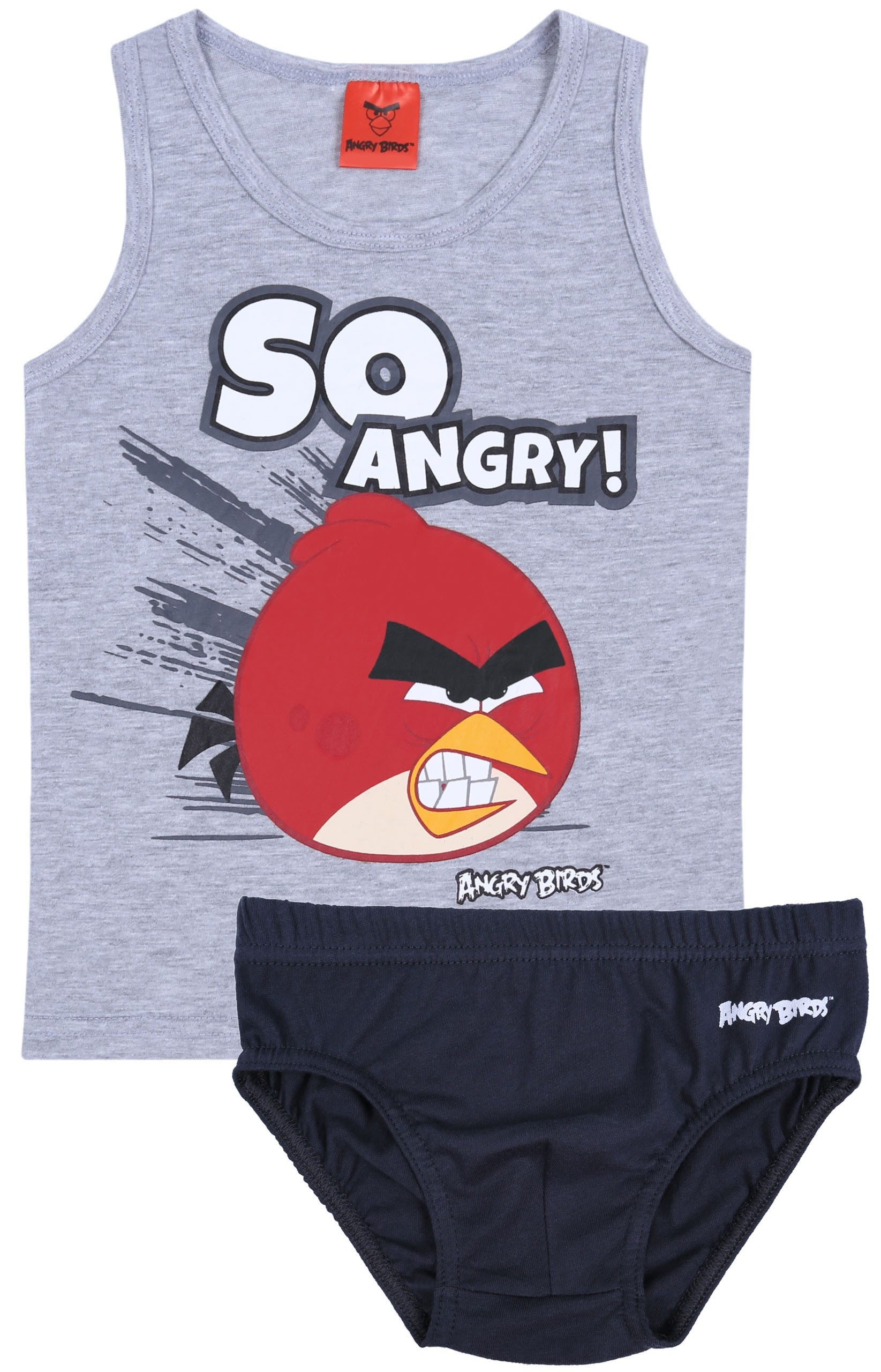 ANGRY BIRDS Unterhemd Graues Unterwäsche-Set Unterhemd+Unterhose Angry Birds 6-7 Jahre