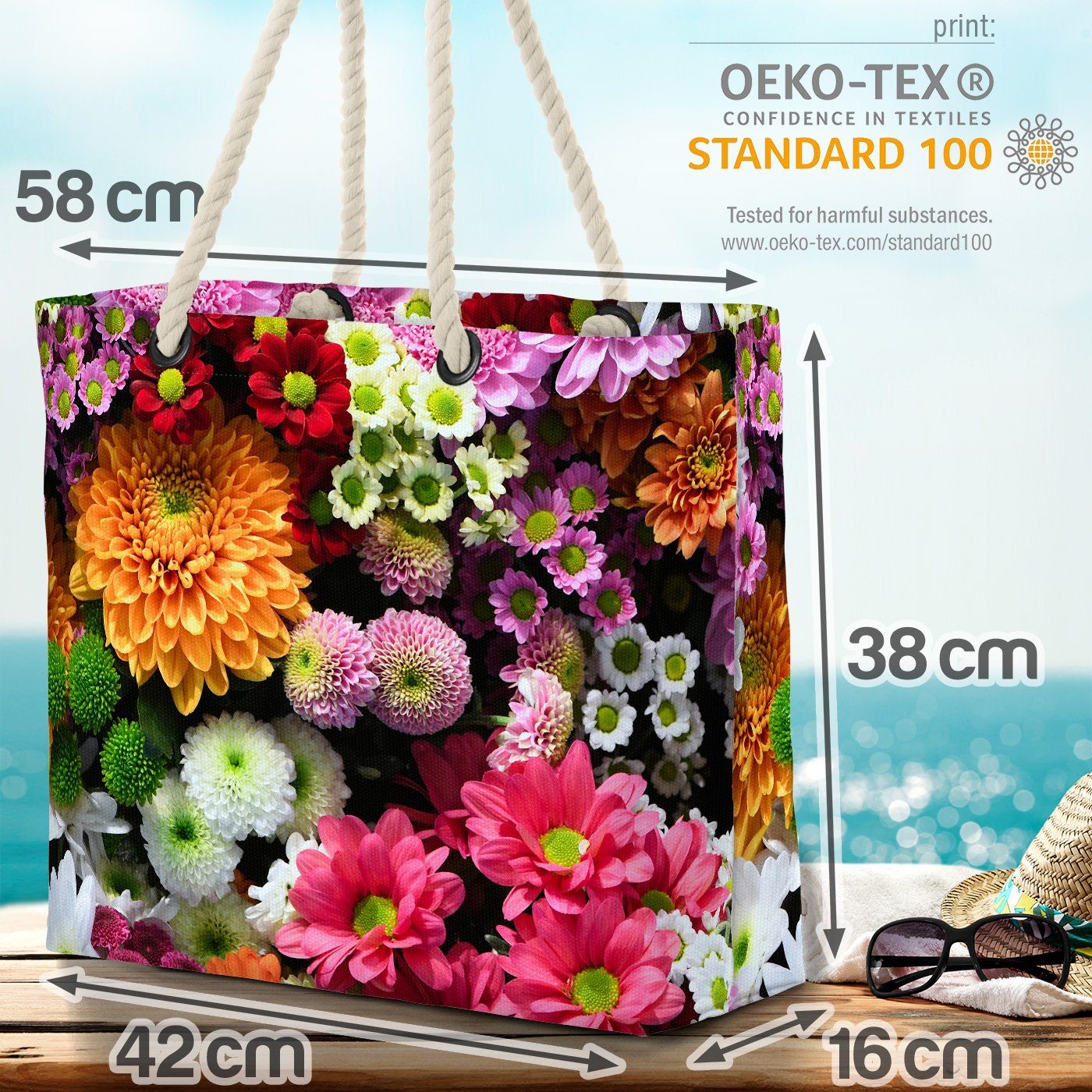 VOID Strandtasche (1-tlg), Blumenstrauss geburtstag blumendeko Blumendekoration blumenm hochzeit