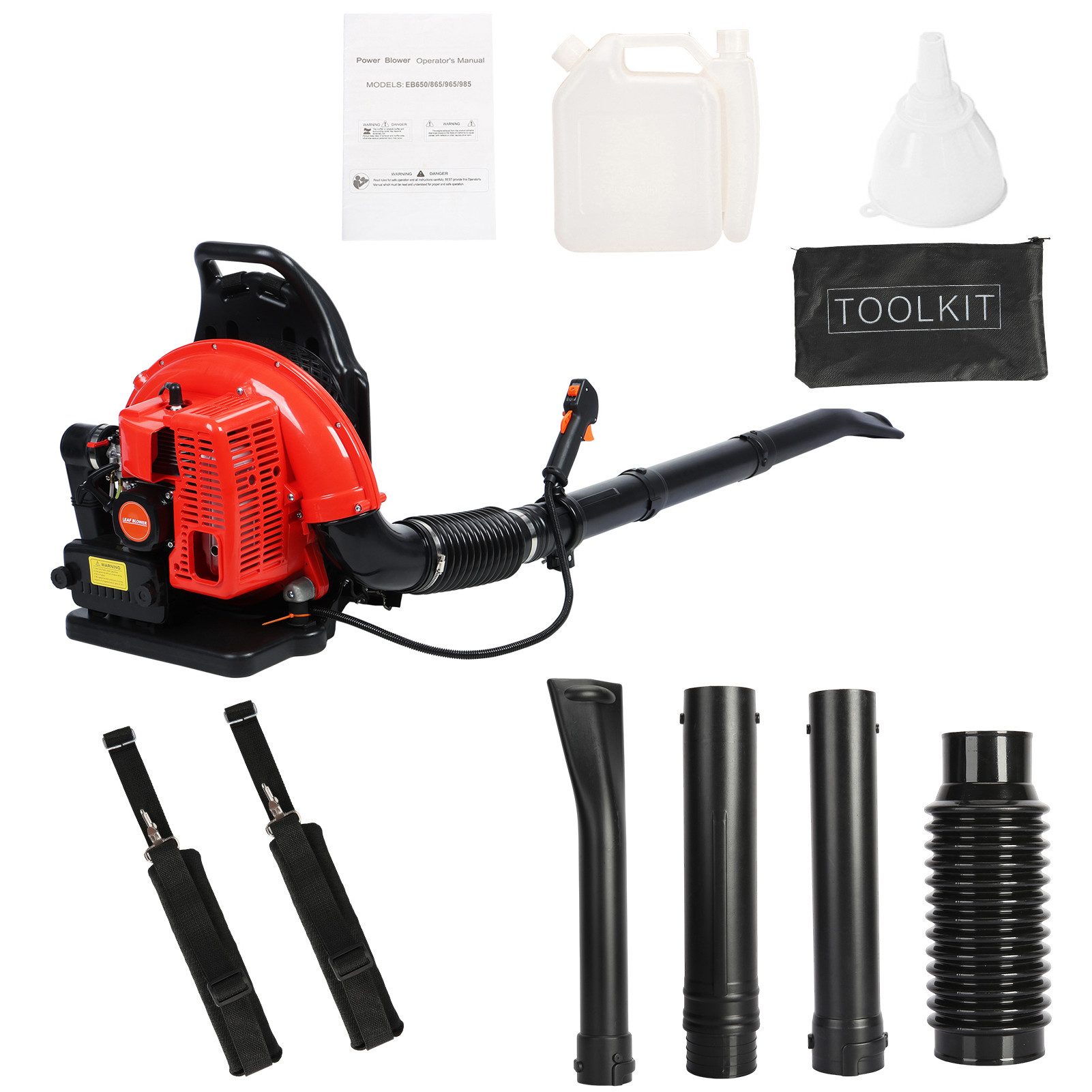 Rutaqian Benzin-Laubbläser Benzin-Laubbläser, 63CC-Benzin-Rucksack-Laubbläser 665CFM 2-Takt, Laubbläser, Schneefräse für Rasenpflege, Garten, Staub und Schmutz