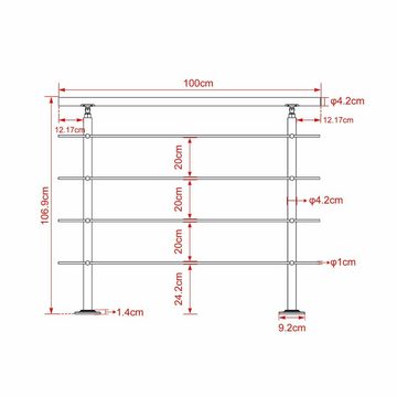 Apex Treppengeländer Edelstahl Treppengeländer VA Handlauf Geländer in verschiedene Größen, 80 cm Länge, 0-tlg.