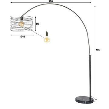 Liadomo Bogenlampe Mammot, ohne Leuchtmittel, ideal für das Wohnzimmer, E27, Metallschirm, Marmorfuß