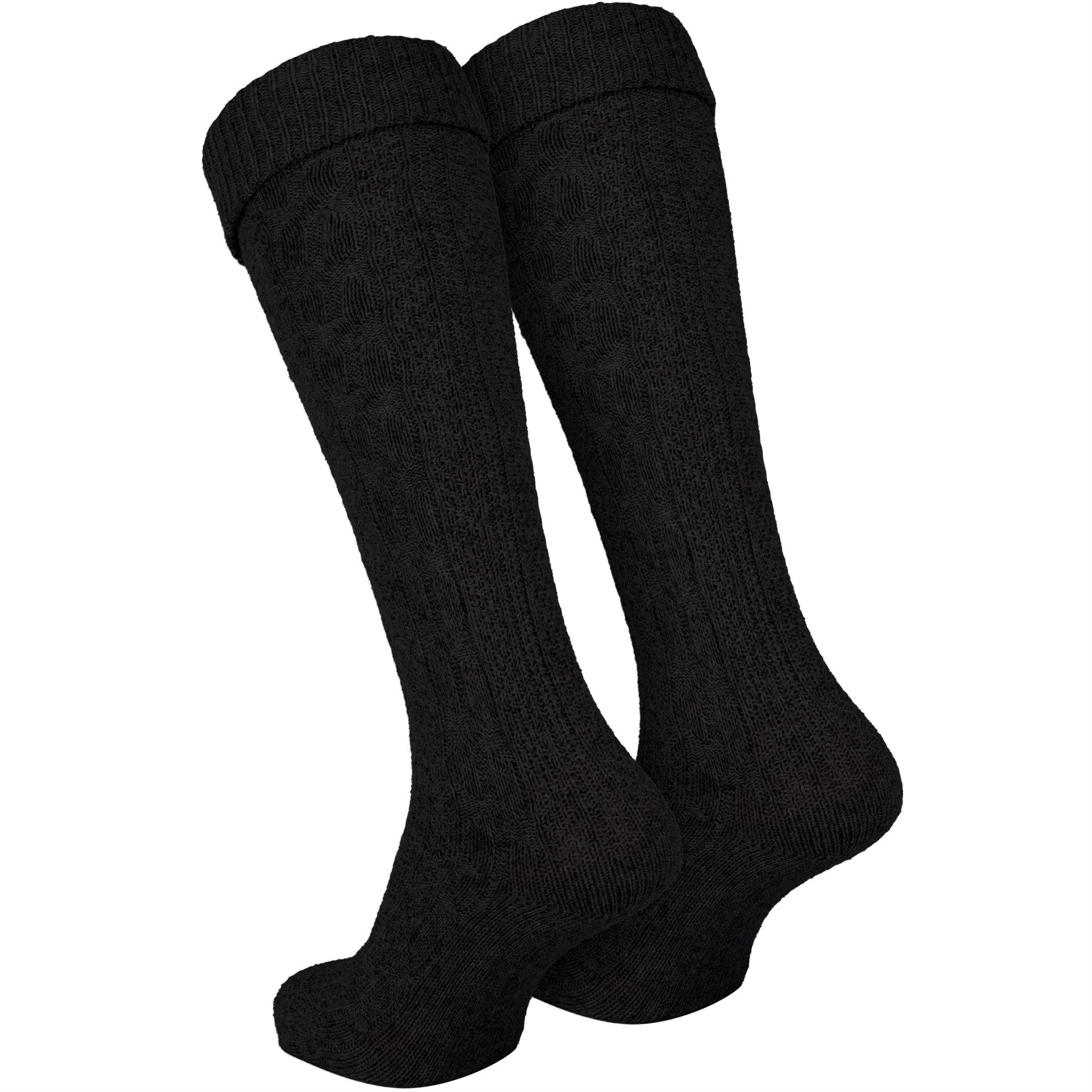 Black Snake Trachtensocken Trachten Kniestrümpfe mit Zopfmuster für Damen & Herren (Kniestrümpfe, 1-Paar, 1 Paar Trachten Kniestrümpfe) Kniehohe Trachtenstrümpfe mit Zopfmuster und Umschlagbund