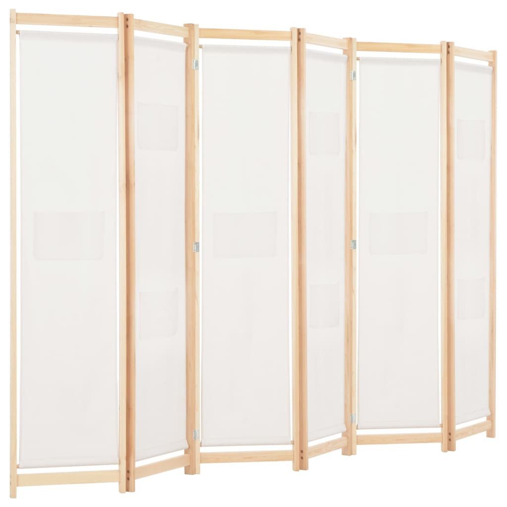 vidaXL Raumteiler 6-teiliger Raumteiler Cremeweiß 240 x 170 x 4 cm Stoff, 6-tlg.