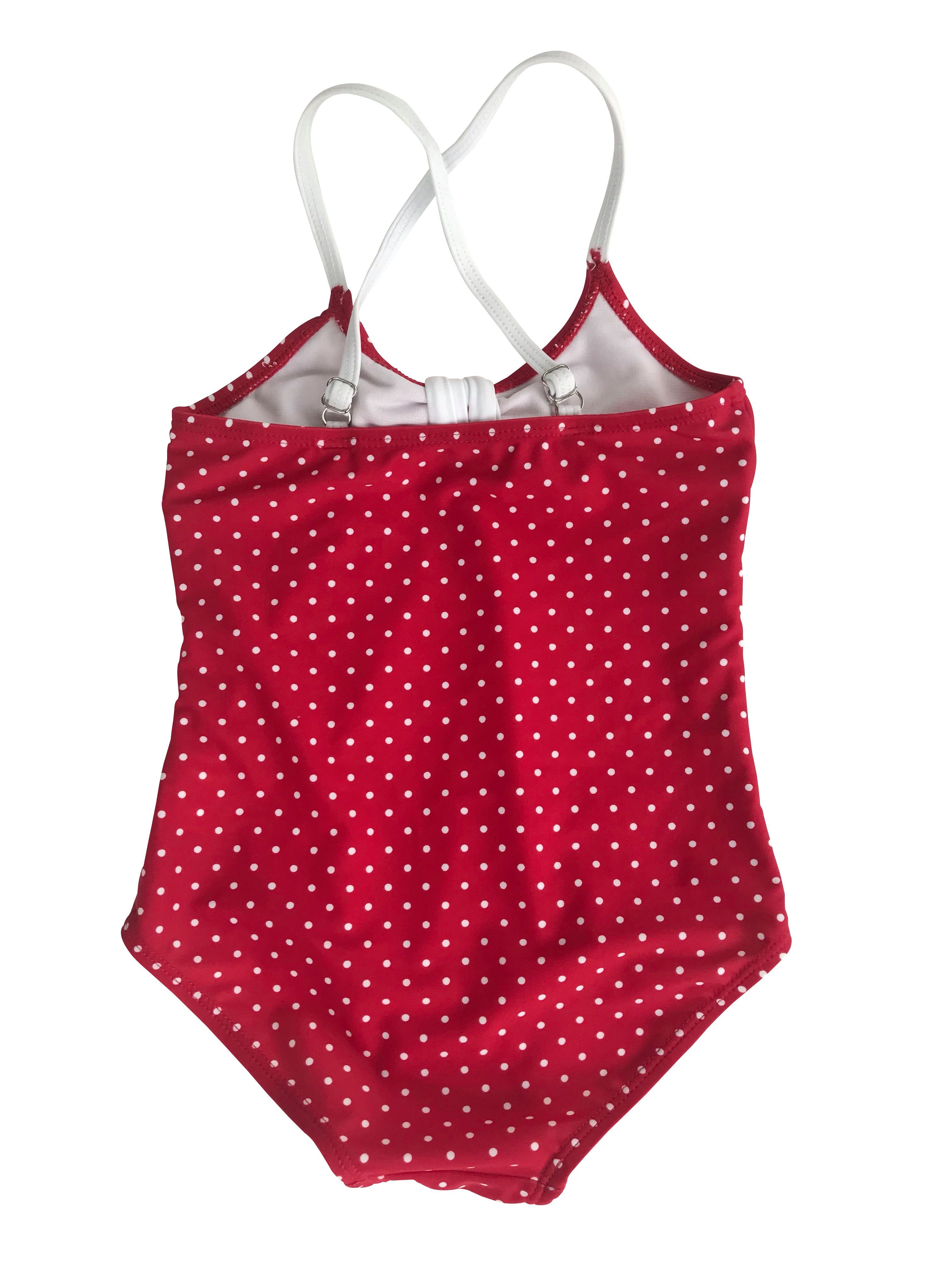petit amour Badeanzug MyDotty für Mädchen raffinierte Kinderbademode (1-St) mit Kontrastschleife in Weiß