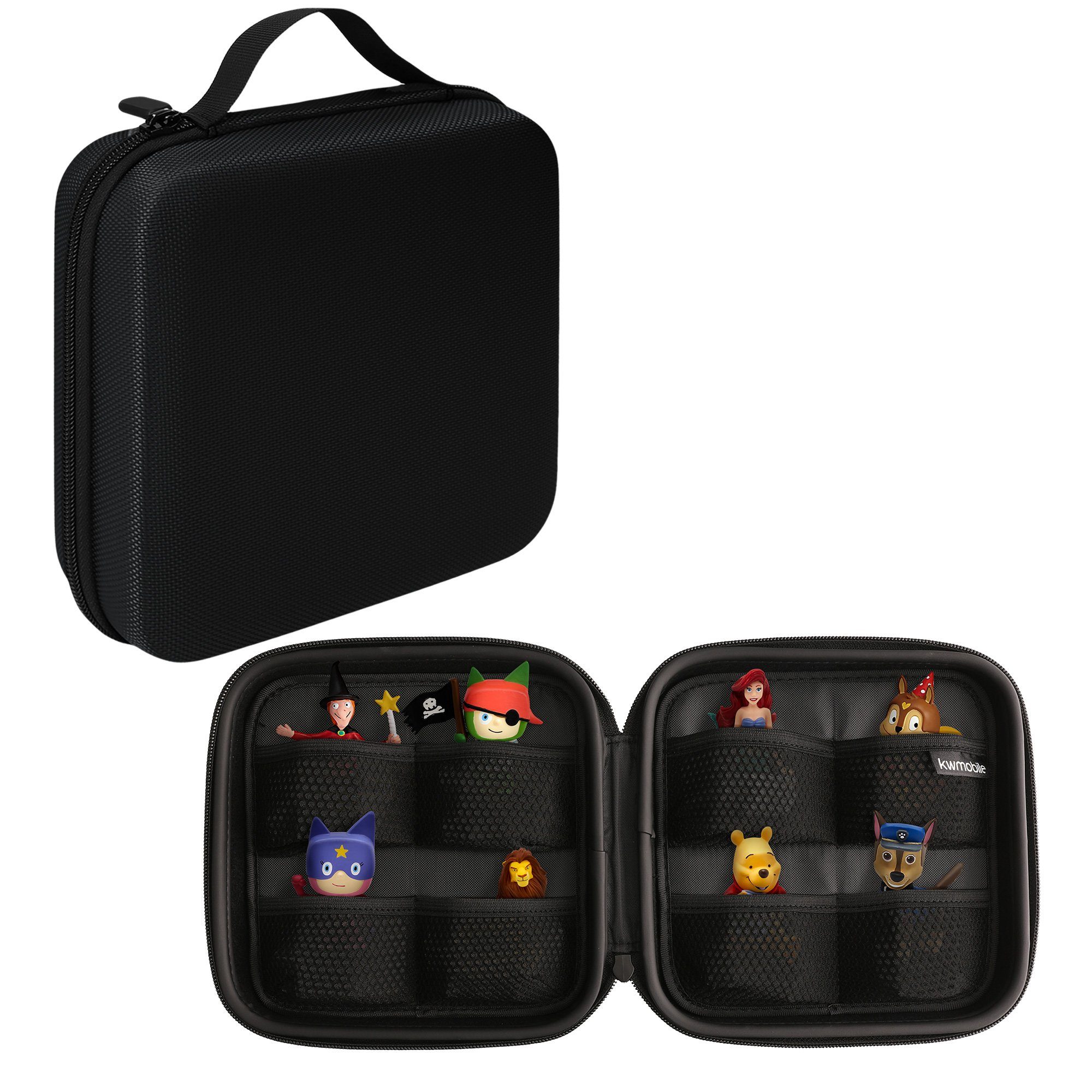 kwmobile Aufbewahrungsbox Tasche für Tonies, aus Nylon - Transportbox für bis zu 20 Tonie Figuren - Hartschale Box Schwarz