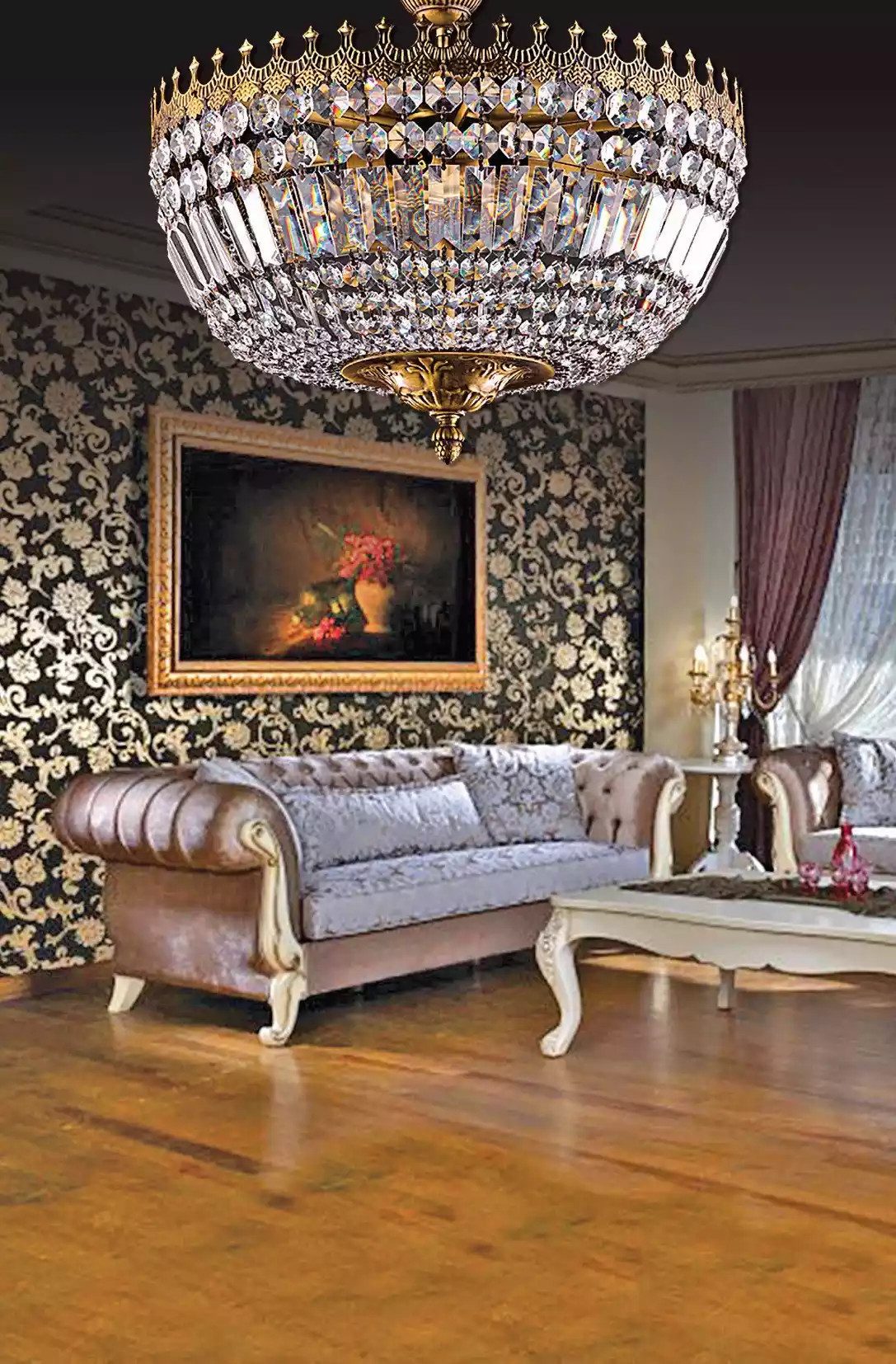 JVmoebel Kronleuchter Kristall Deckenleuchter Luxus Gold günstig online kaufen