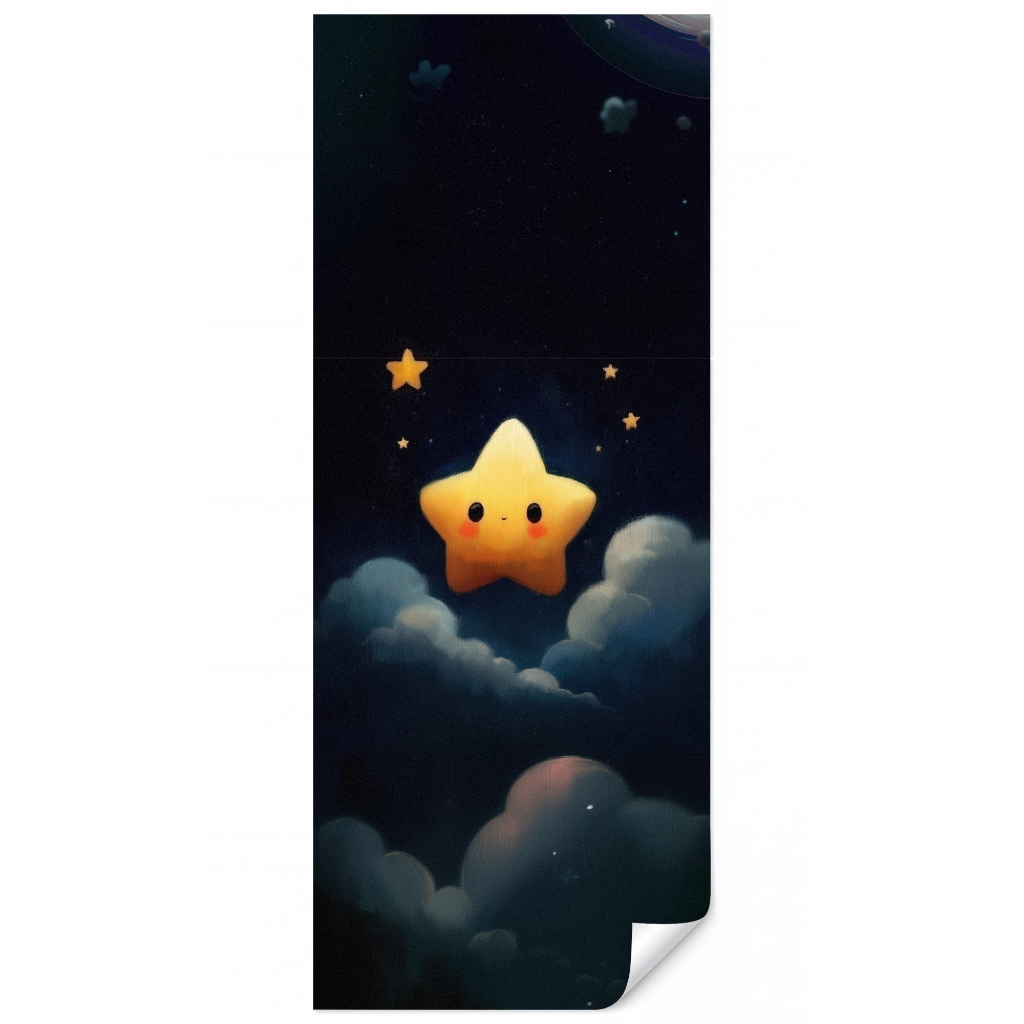 OnlyWow Fototapete Stern - Gesicht - Nacht - Wolken, Matt, bedruckt, Schlafzimmer, Küche, Vliestapete, Modern 100x240cm