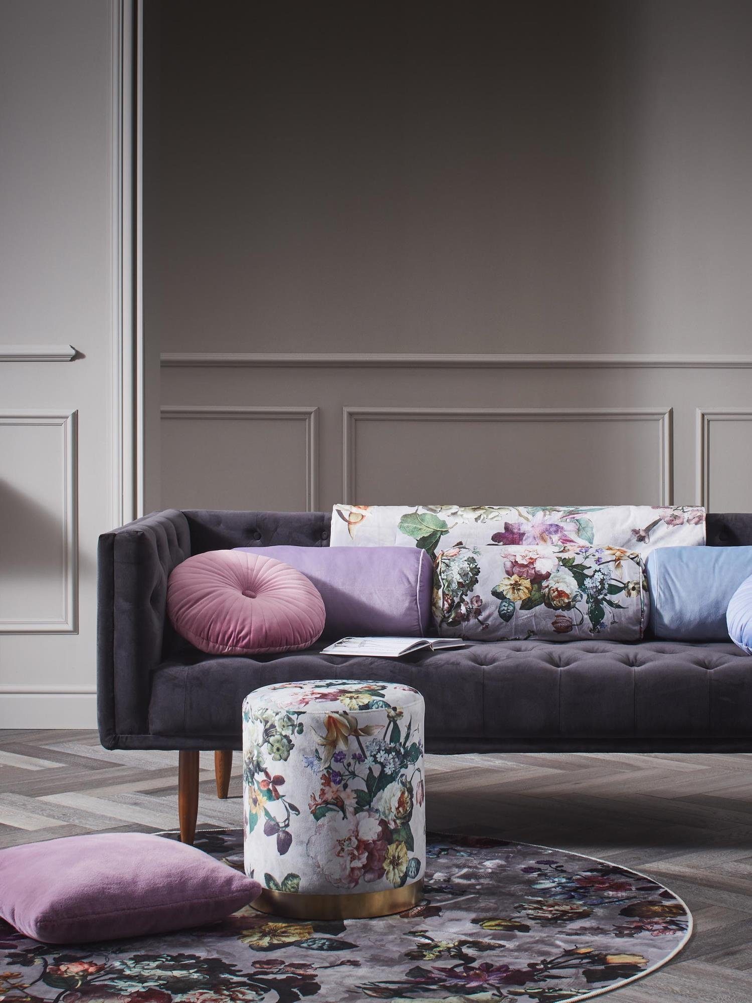 Essenza Dekokissen Fleur, aus weichem Samt mit Blumenprint