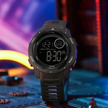 findtime Militär Herren's Digitaluhr Outdoor Sportuhr Tactical Watch, 12/24H Wecker Alarm LED Stoppuhr Armbanduhr Kalender Countdown Datum