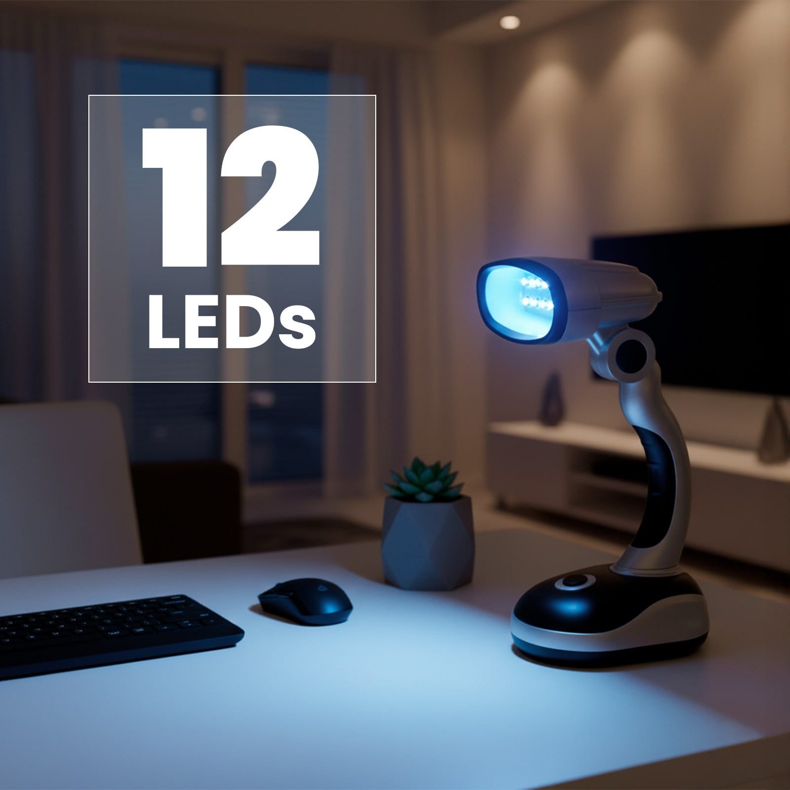 EAXUS LED Schreibtischlampe Helle Tischleuchte ohne Kabel, Batteriebetrieben, LED fest integriert, Tageslichtweiß, Schwenkbarar Lampenkopf, perfekt für konzentr – Bild 2 von 5