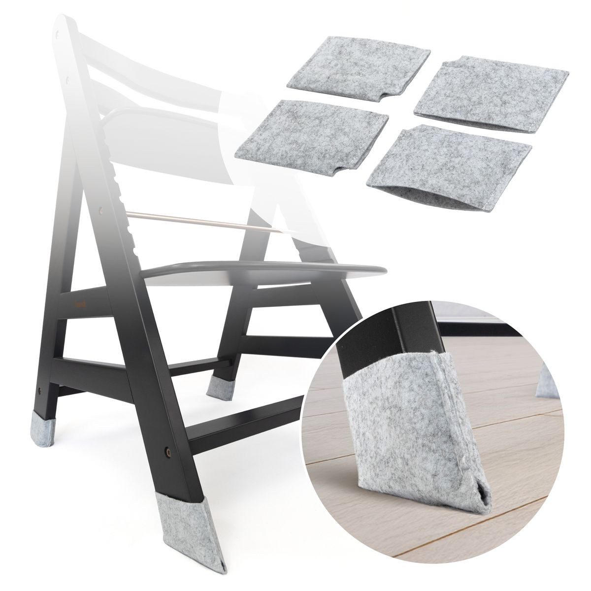 LaLoona Hochstuhltablett Grau, Polyester, 4x Filzgleiter für Hochstuhl Hauc günstig online kaufen